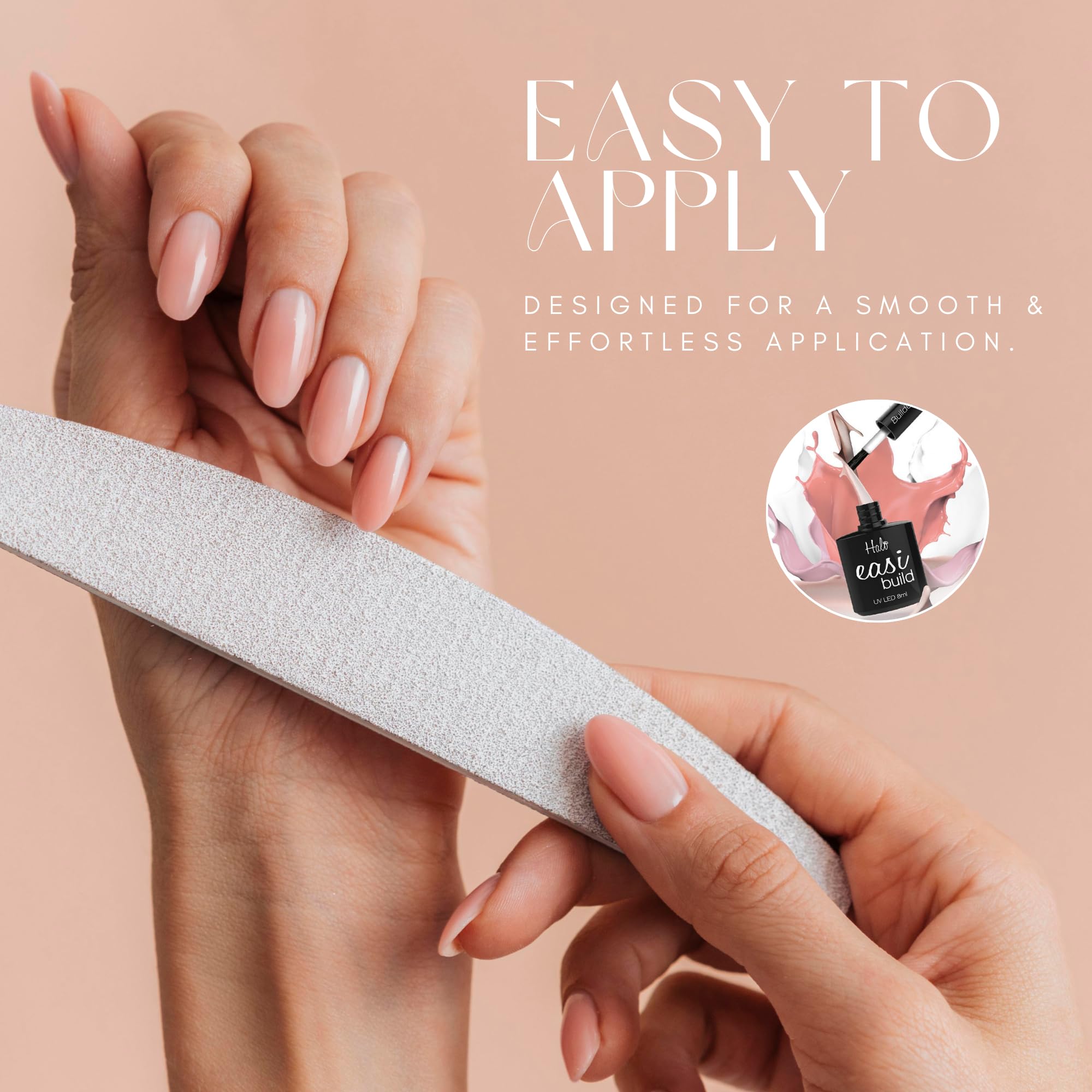 Halo Easibuild Builder Gel 15ml - Clear UV/LED Nail Builder Gel for Natural Growth, Nail Strengthening, Nail Art & Professional Manicure Repair | Perfect for DIY Nail Extensions & Salon-Quality Manicures at Home