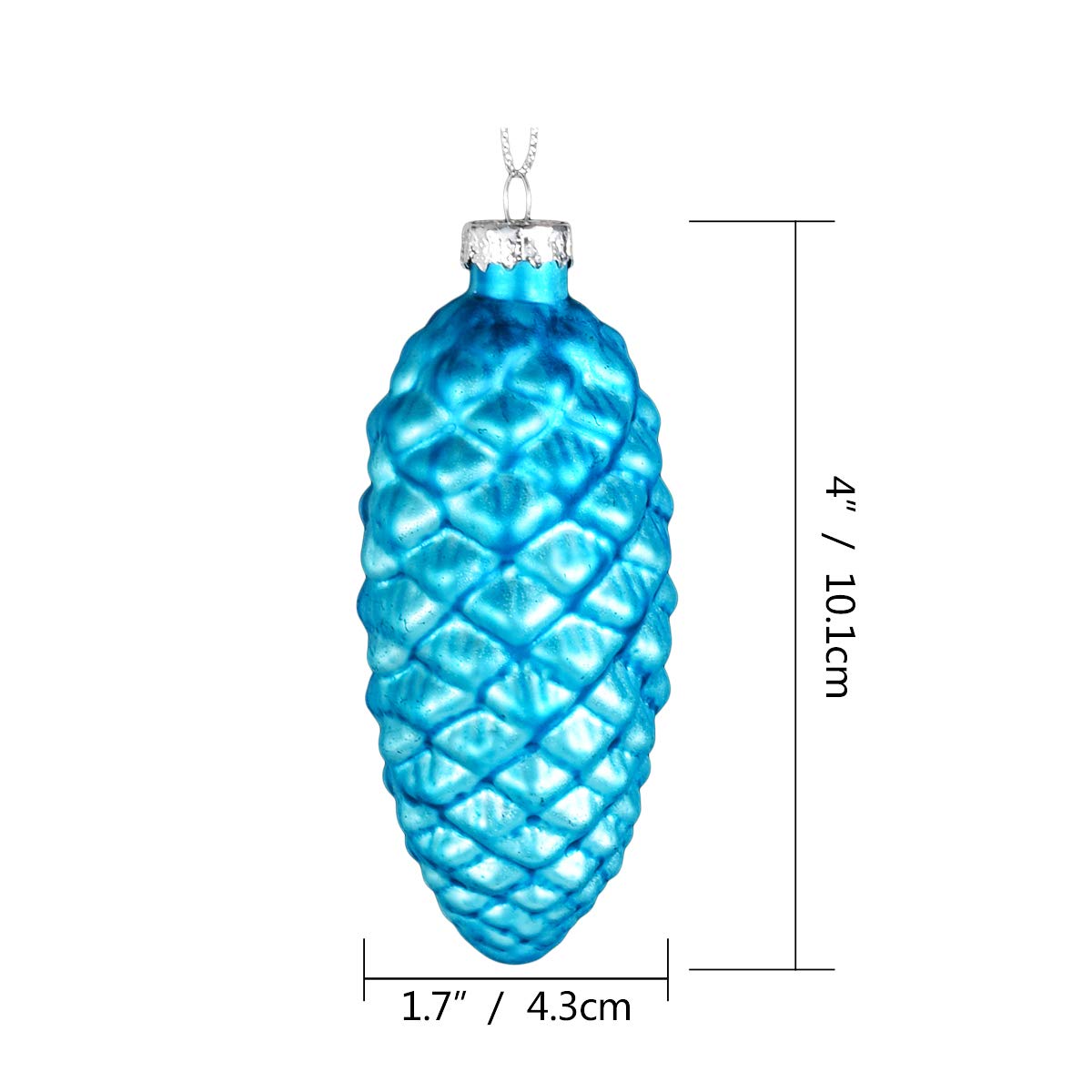 Ecosides 12-Piece Blue Painted Glass Pine Cone Christmas Ornaments - Handmade Hanging Decorations for Holiday Tree, Home, and Festive Party Decorations | Perfect for Christmas, Winter, and Seasonal Celebrations