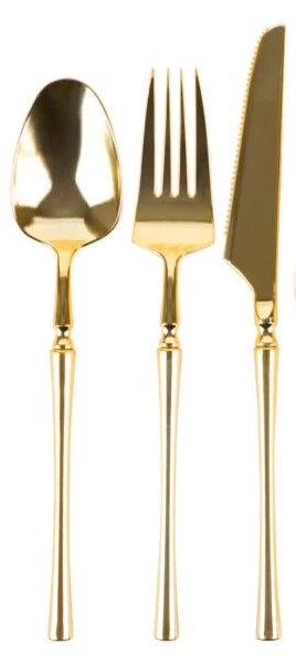 Black and Gold Plastic Party Bundle - Classic Square Disposable Plates, Cups, and Cutlery Set for Birthday, Wedding, and Holiday Celebrations