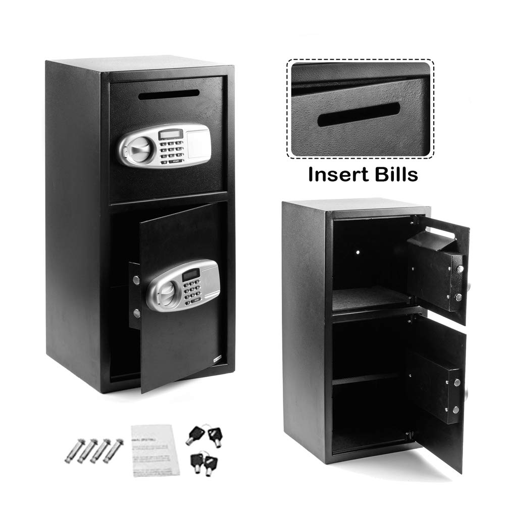Secure Digital Safe Box with Double Door & Keys - Home & Office Security Safe for Cash, Valuables & Gun Storage | Ideal for Bedroom, Closet & Business Use