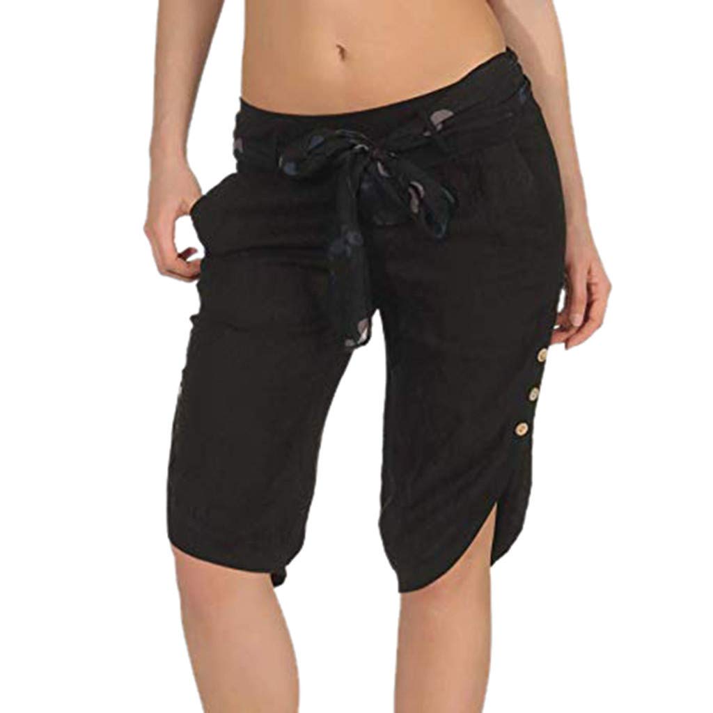 Women's Elastic Waist Summer Shorts with Pockets - Casual & Sporty for Teens