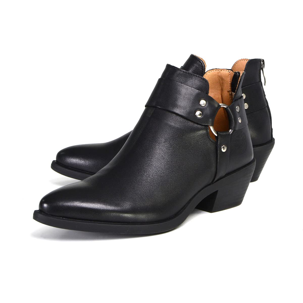 Milwaukee Leather MBL9443 Women's Classic Harness Ring Fashion Boots - Sleek Black Leather Riding Boots for Motorcycle, Biker & Casual Wear