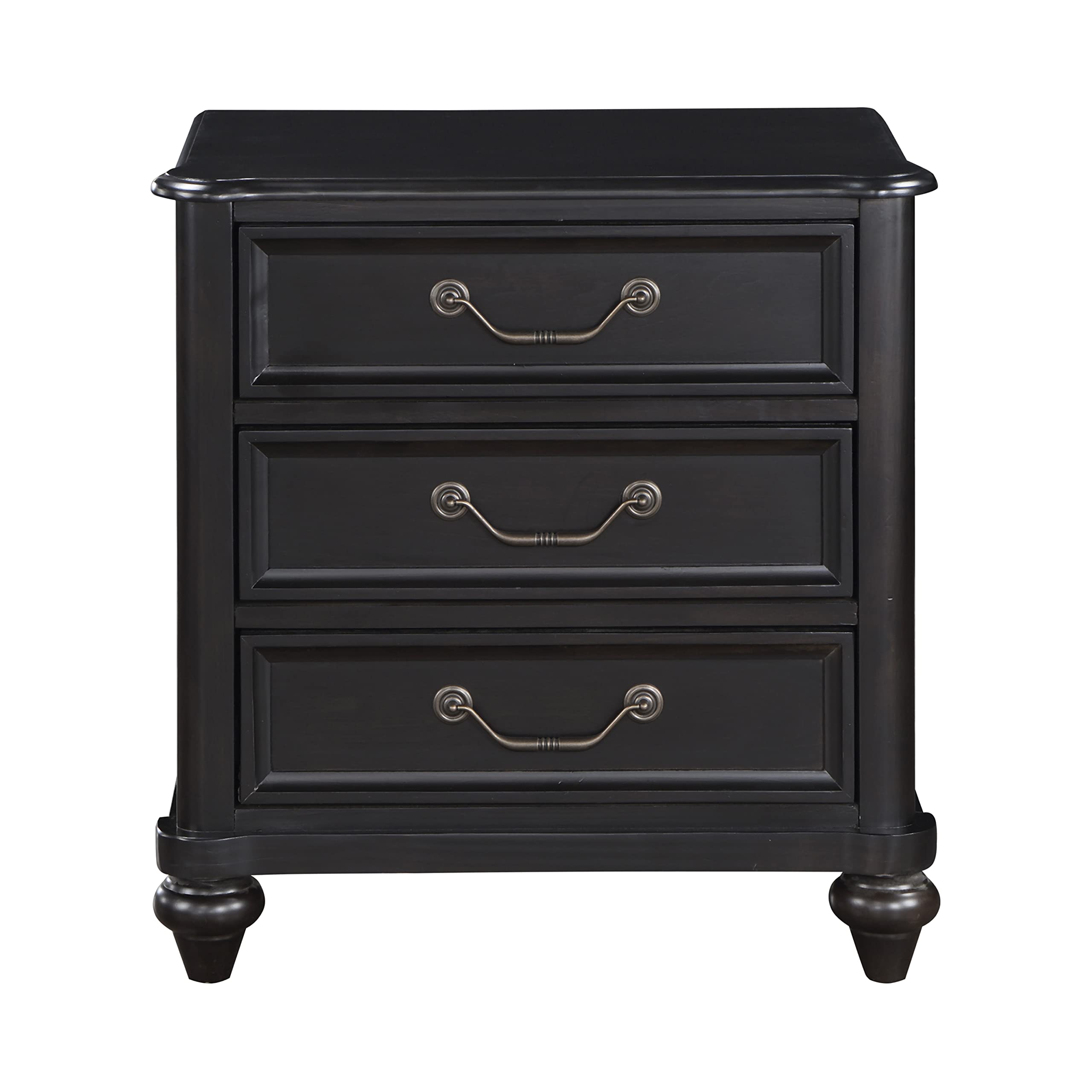 Lexicon Glenbury 3-Drawer Nightstand in Charcoal Brown - Modern Bedside Table for Bedroom with Storage Space - Perfect for Bedroom, Guest Room or Apartment