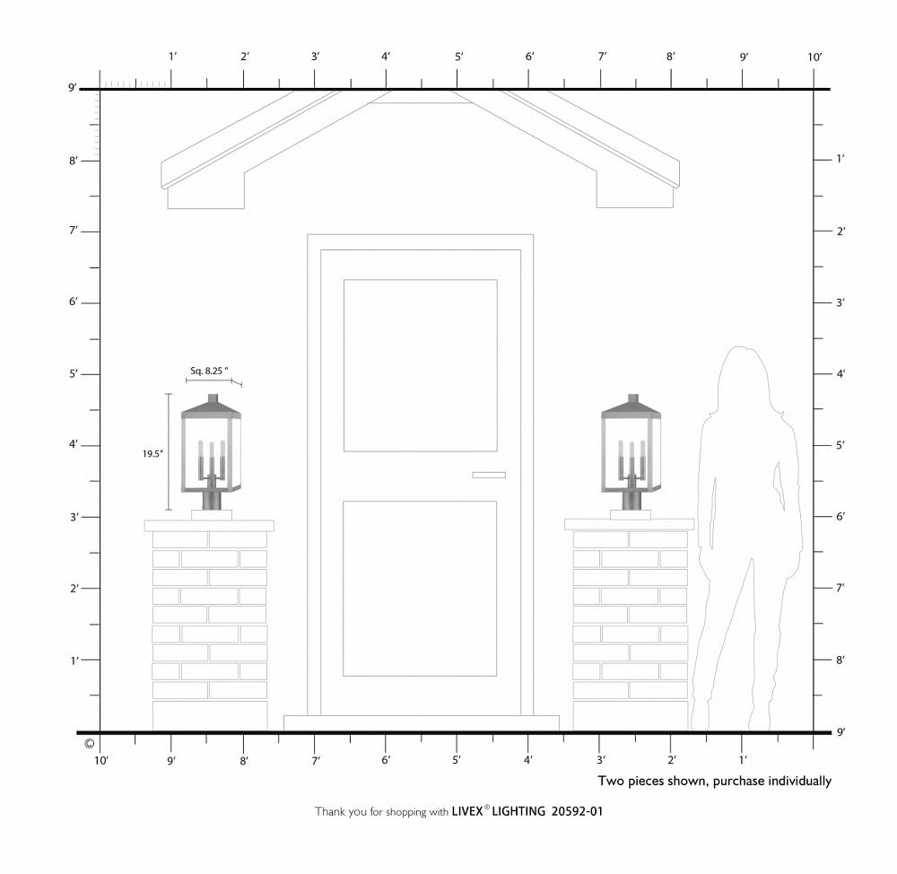 Livex Lighting 3-Light Brushed Nickel Outdoor Post Top Lantern - Weatherproof Exterior Light Fixture for Porch, Garden, Pathway & Entryway Lighting