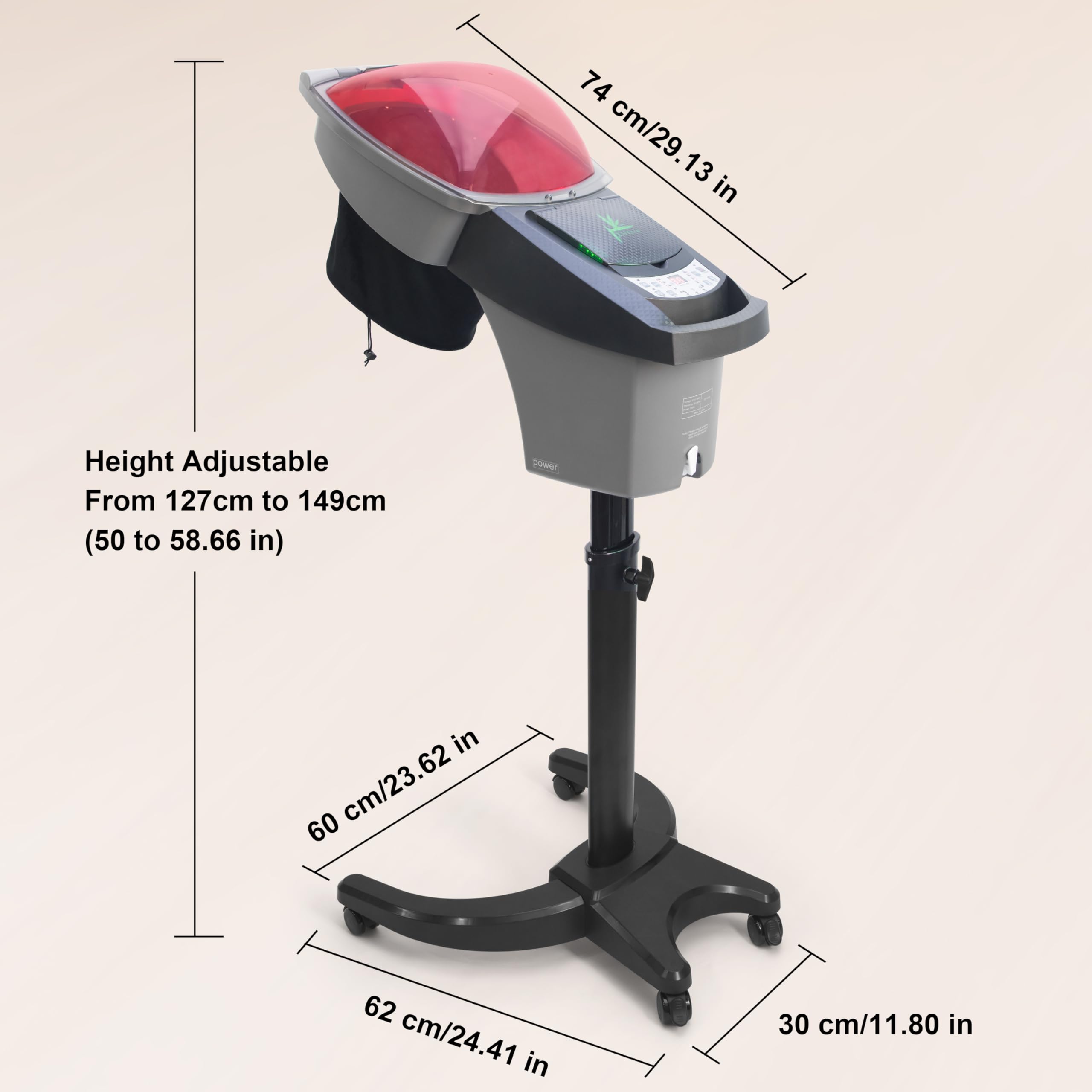 Professional Salon Hair Steamer with O3 Ozone & Red/Blue Light Therapy - Scalp Treatment for Perm, Dye & Black Hair Care - Portable Hooded SPA with Wheels (Model ET1408B) - Perfect for Home Salon, Barber Shop & Hair Treatment Clinics