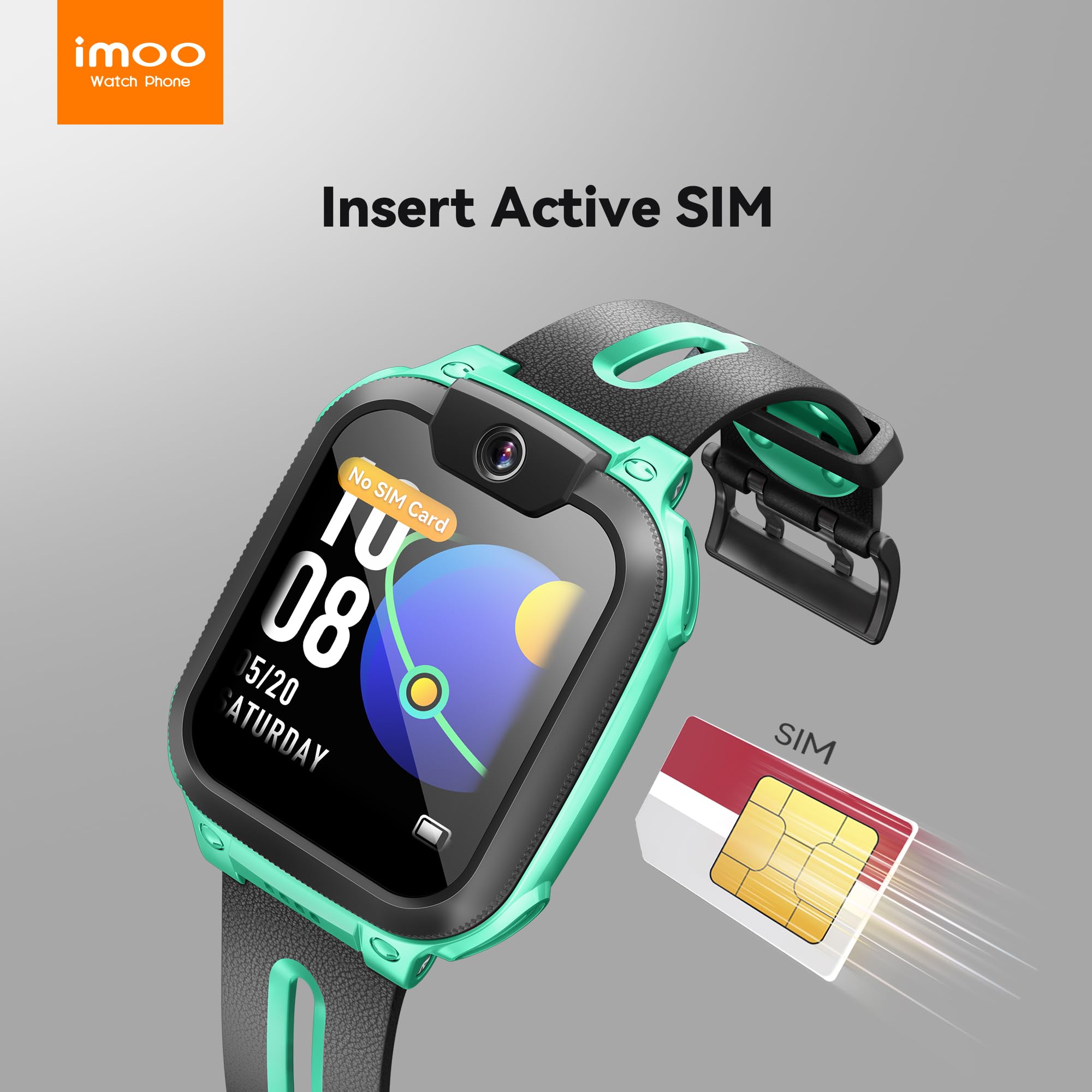 imoo Watch Phone Z1 Kids Smart Watch - 4G LTE GPS Tracker with Video Call, Real-Time Location Tracking & IPX8 Waterproof - Durable Smartwatch for Boys & Girls (Green) - Perfect for School, Outdoor Play & Safety Monitoring