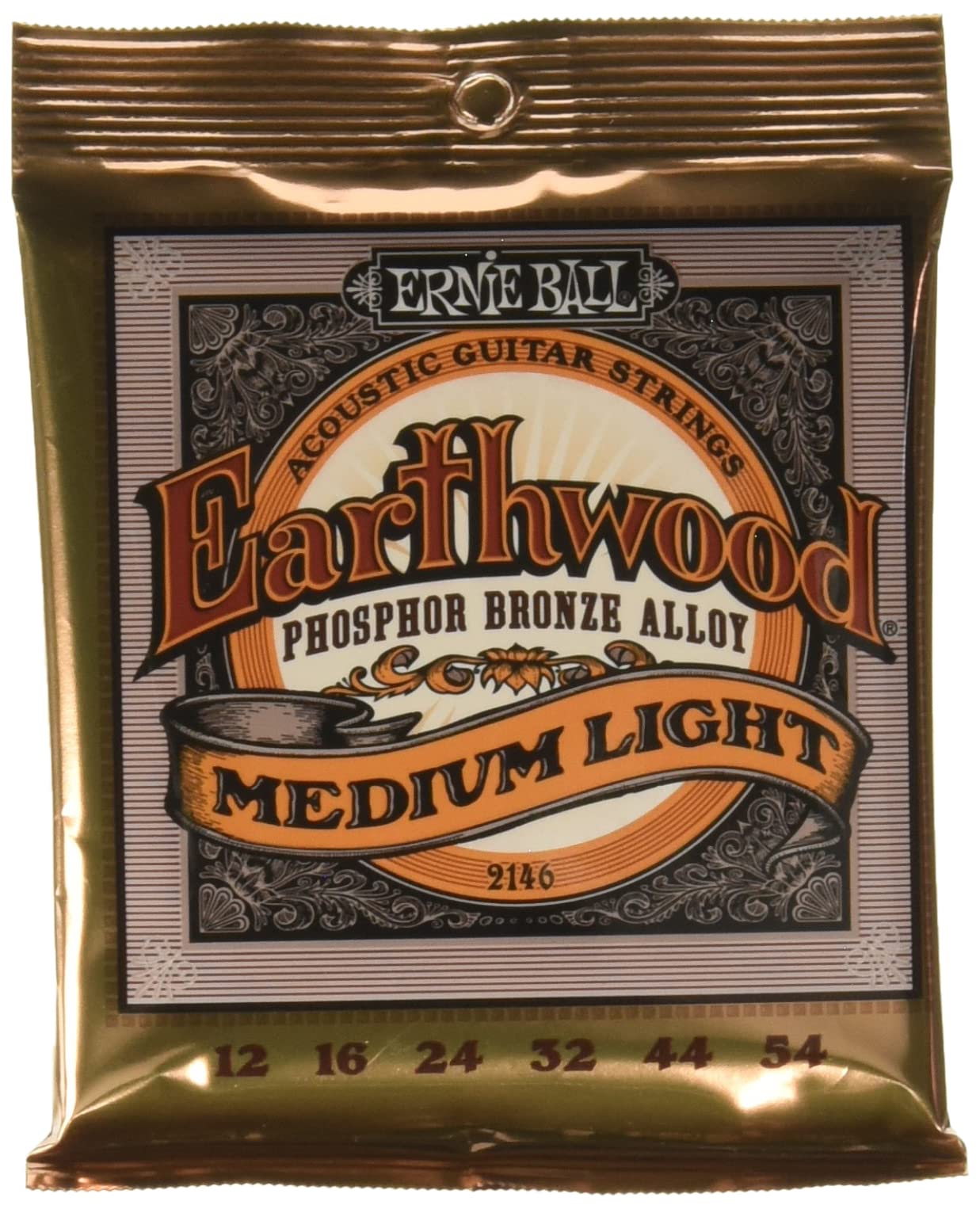 Ernie Ball Earthwood Medium Light Phosphor Bronze Acoustic Guitar Strings 3-Pack (12-54 Gauge) | P03446 | Bright Warm Tone for Folk, Country & Fingerstyle Playing
