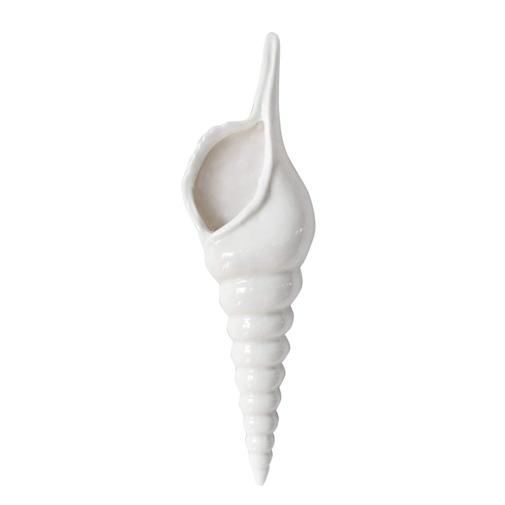 QUQUTWO White Elegant Ceramic Wall Vase - Conch Shaped Home Decor for Living Room, Bedroom & Office | Modern Mural Art for Wall Mounting