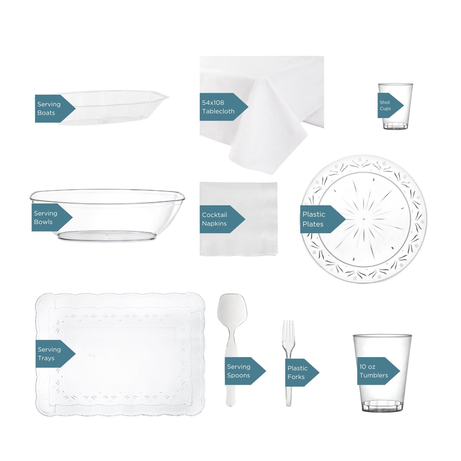 Kiddish In A Box Deluxe Disposable Tableware Set - 100 Pieces for Parties, Weddings & Events - Eco-Friendly Paper Plates, Cups & Cutlery for Hassle-Free Cleanup