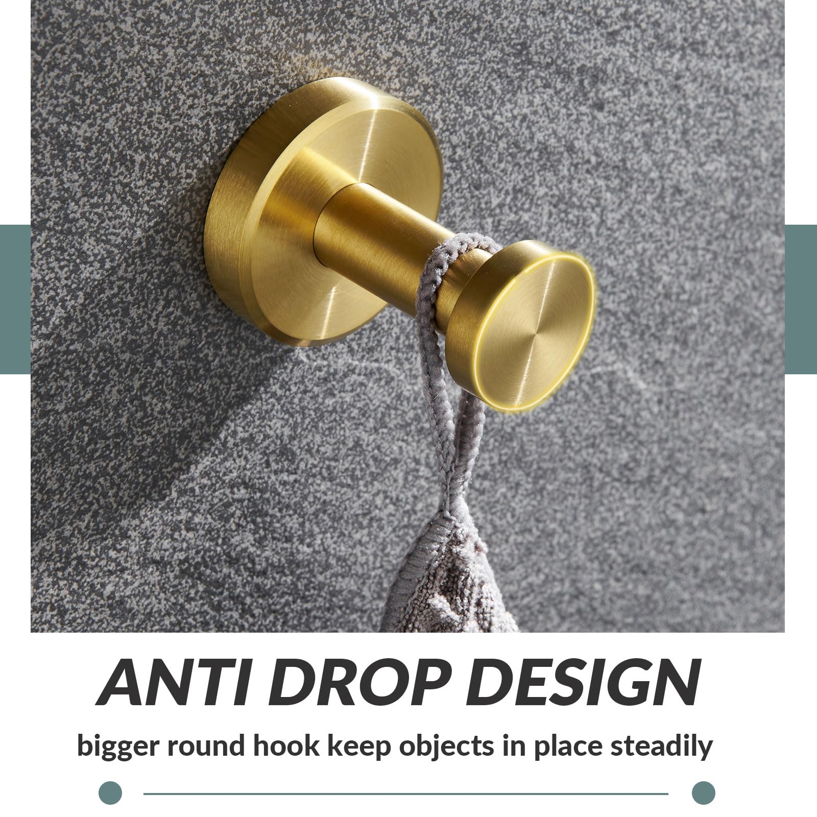 APLusee Brushed Gold Bathroom Towel Hook - SUS 304 Stainless Steel Round Coat Robe Hanger - Modern Decorative Wall Holder for Toilet, Kitchen & Closet Organization - Perfect for Hanging Robes, Towels and Clothes in Bathrooms, Laundry Rooms & Entryways