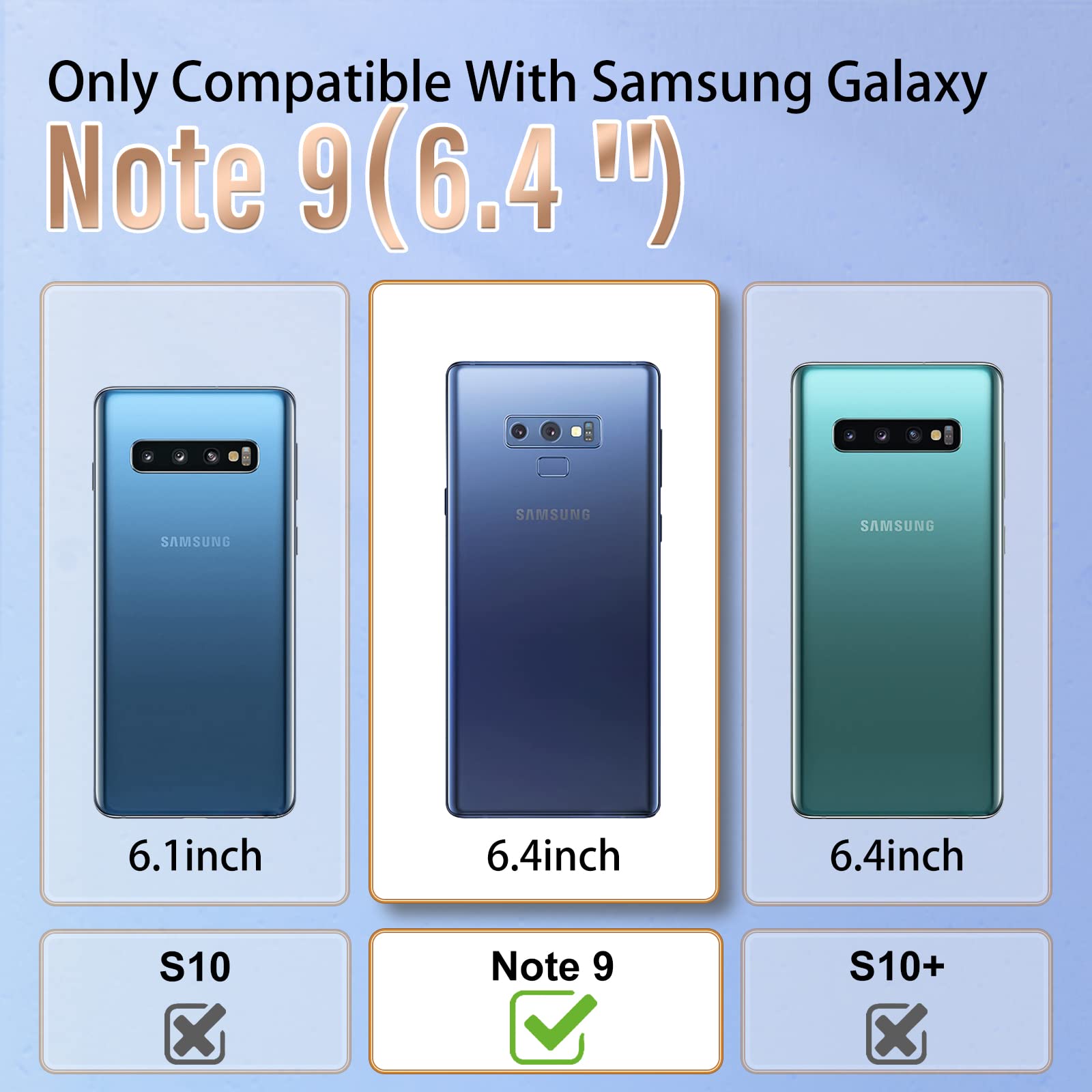 2in1 Luxury Samsung Galaxy Note 9 Case with Screen Protector & Chain - Elegant Black & Gold Plating Heart Design for Women & Girls | Trendy Aesthetic Protection for 6.4
