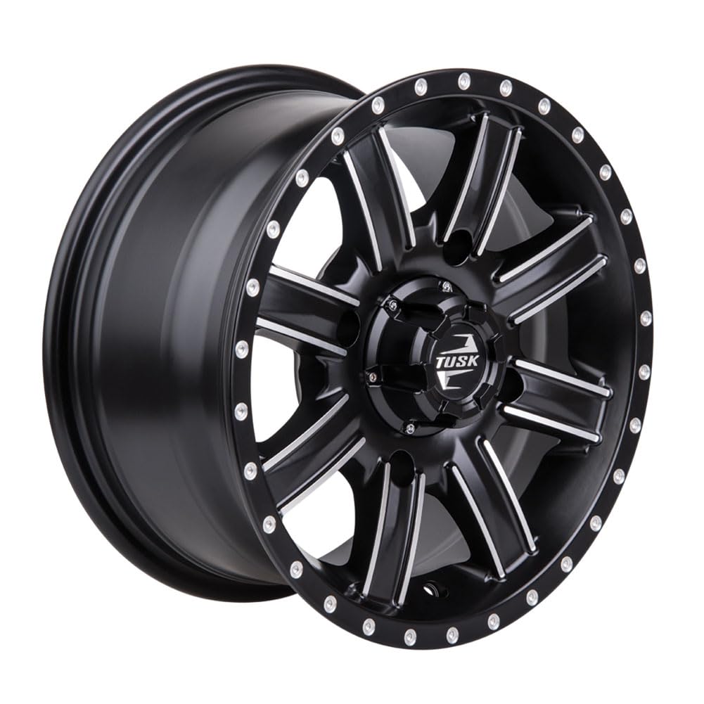 4/156 Tusk Cascade Wheel 14x7 5.0 + 2.0 Machined/Black - Compatible with Polaris RANGER XP 1000 Premium (2022-2025 Models) - Durable ATV/UTV Wheels for Off-Roading, Trail Riding & Heavy-Duty Work