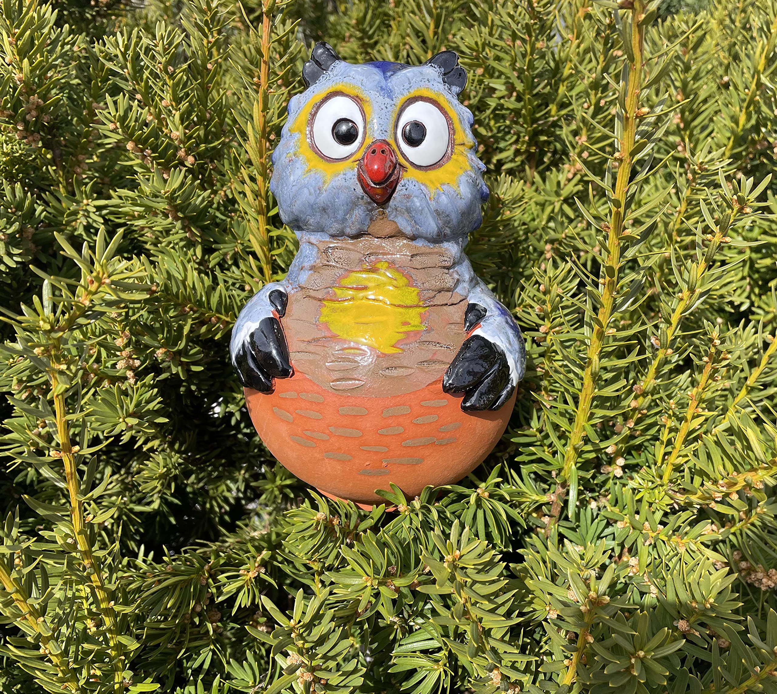 Handmade Ceramic Owl Lawn Stake - Frostproof Outdoor Garden Statue - Unique Gift for Gardeners, Men & Women - Perfect for Yard, Patio & Garden Decor