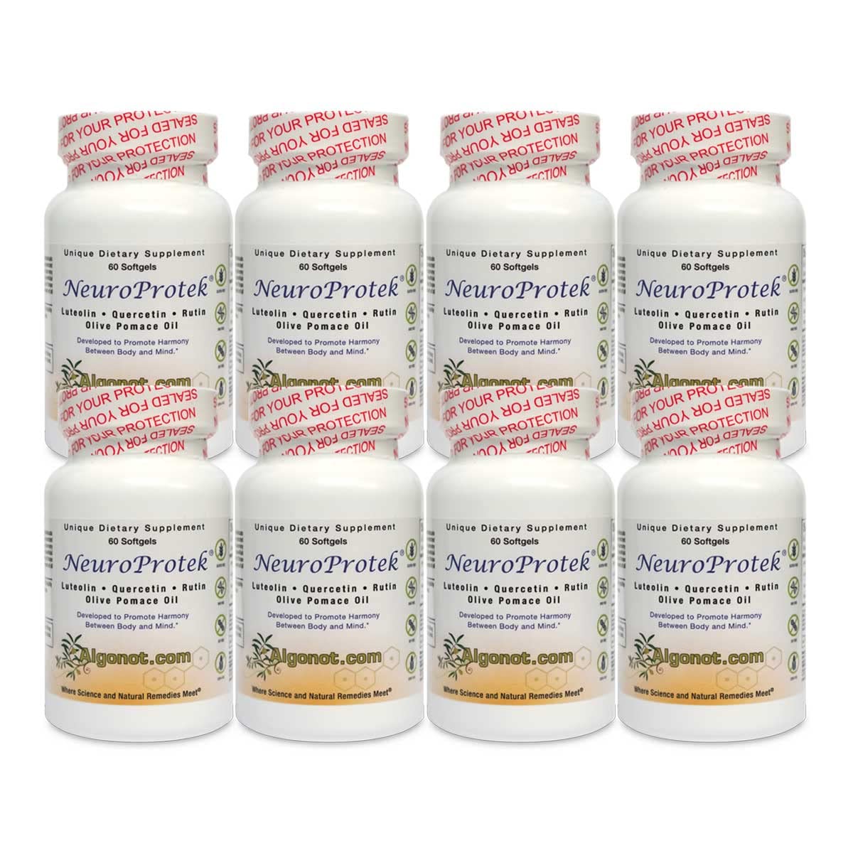 NeuroProtek 8 Pack: Liposomal Luteolin Supplement with Quercetin & Rutin in Olive Pomace Oil | Immune Support & Antioxidant Formula | Great for Daily Wellness & Allergy Relief