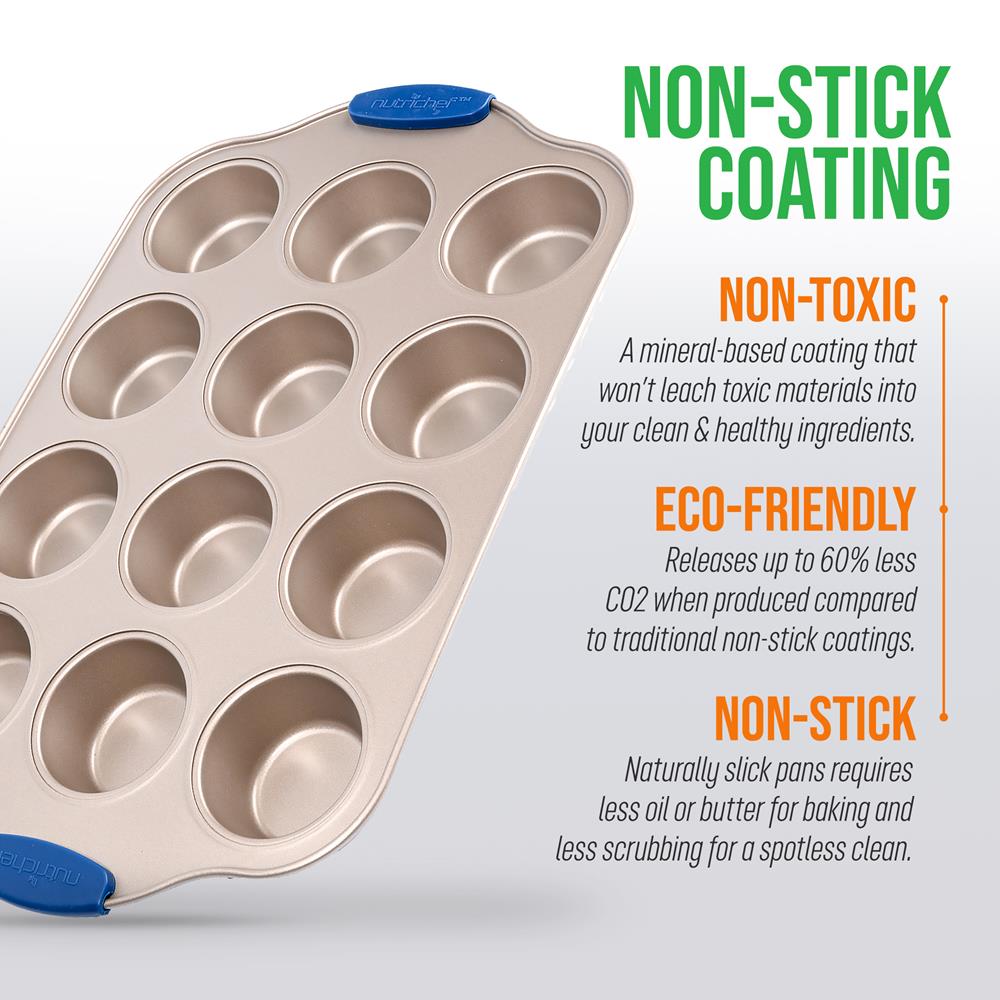 Non-Stick 12 Cup Muffin Pan - Heavy Duty Carbon Steel Baking Tray for Cupcakes, Muffins & More - Perfect for Home Baking, Parties & Holiday Treats