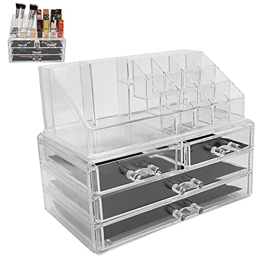 Elegant Makeup Display Box with Drawers - Fashionable Cosmetic Organizer for Jewelry, Hairpins & Lipstick Storage | Perfect for Vanity, Bathroom & Travel Use
