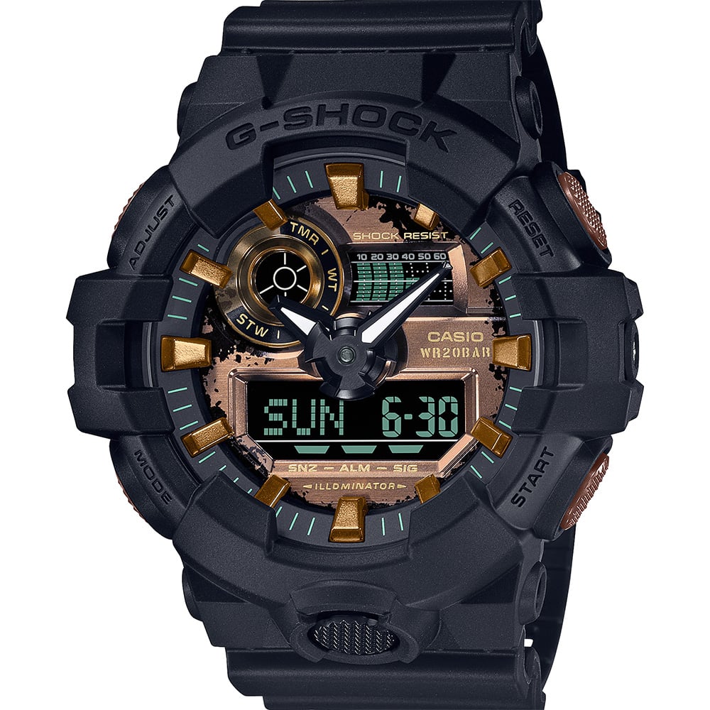 G Shock GA700RC-1 Black & Rust Digital Sport Watch for Men - Rugged Military Style, Shock Resistant - Perfect for Outdoor Adventures, Workouts & Everyday Wear