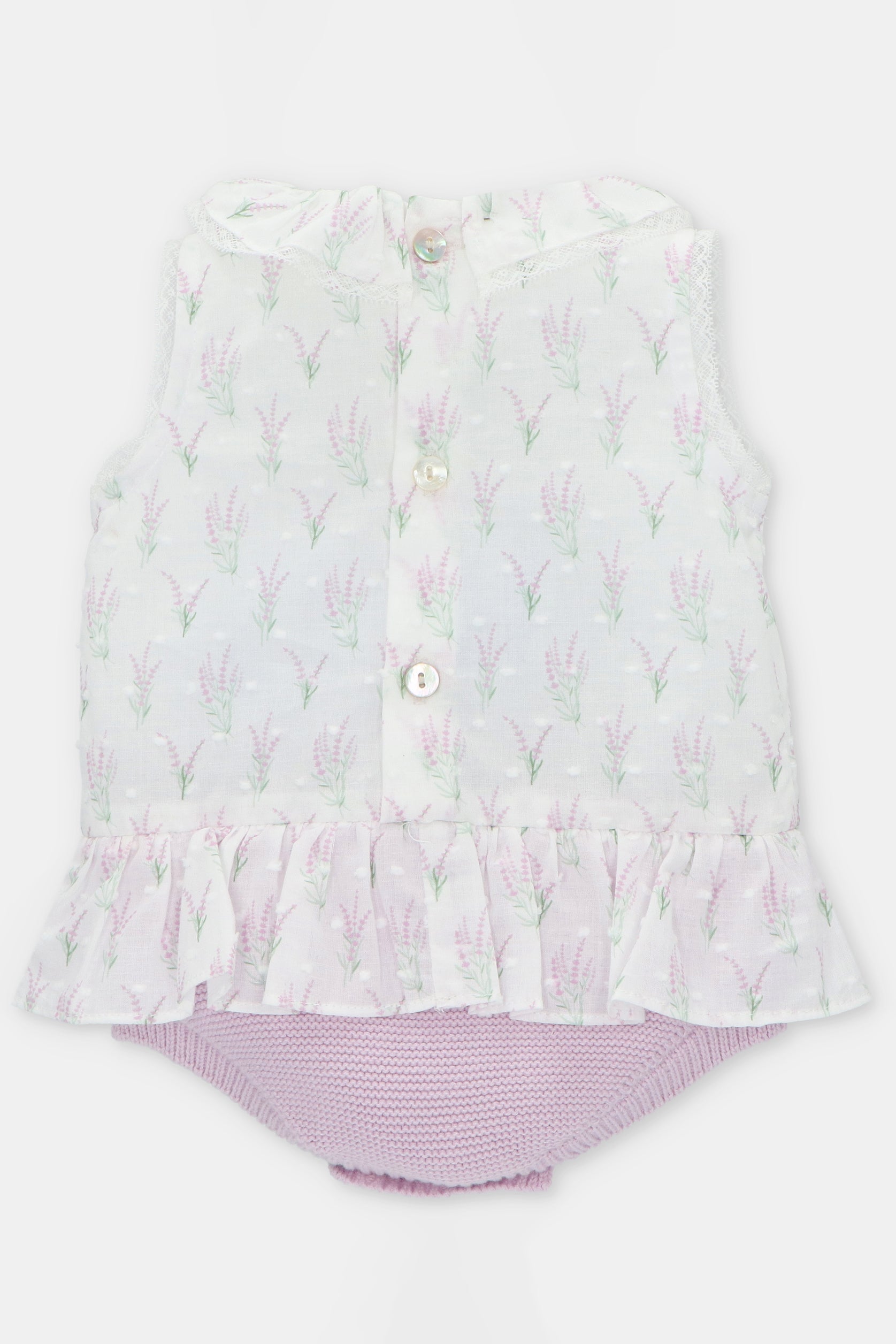 Magnolia Lavender Floral Knit Shortie Pajama Set - Soft Cotton Sleepwear for Women, Cozy Loungewear for Relaxing at Home or Vacation