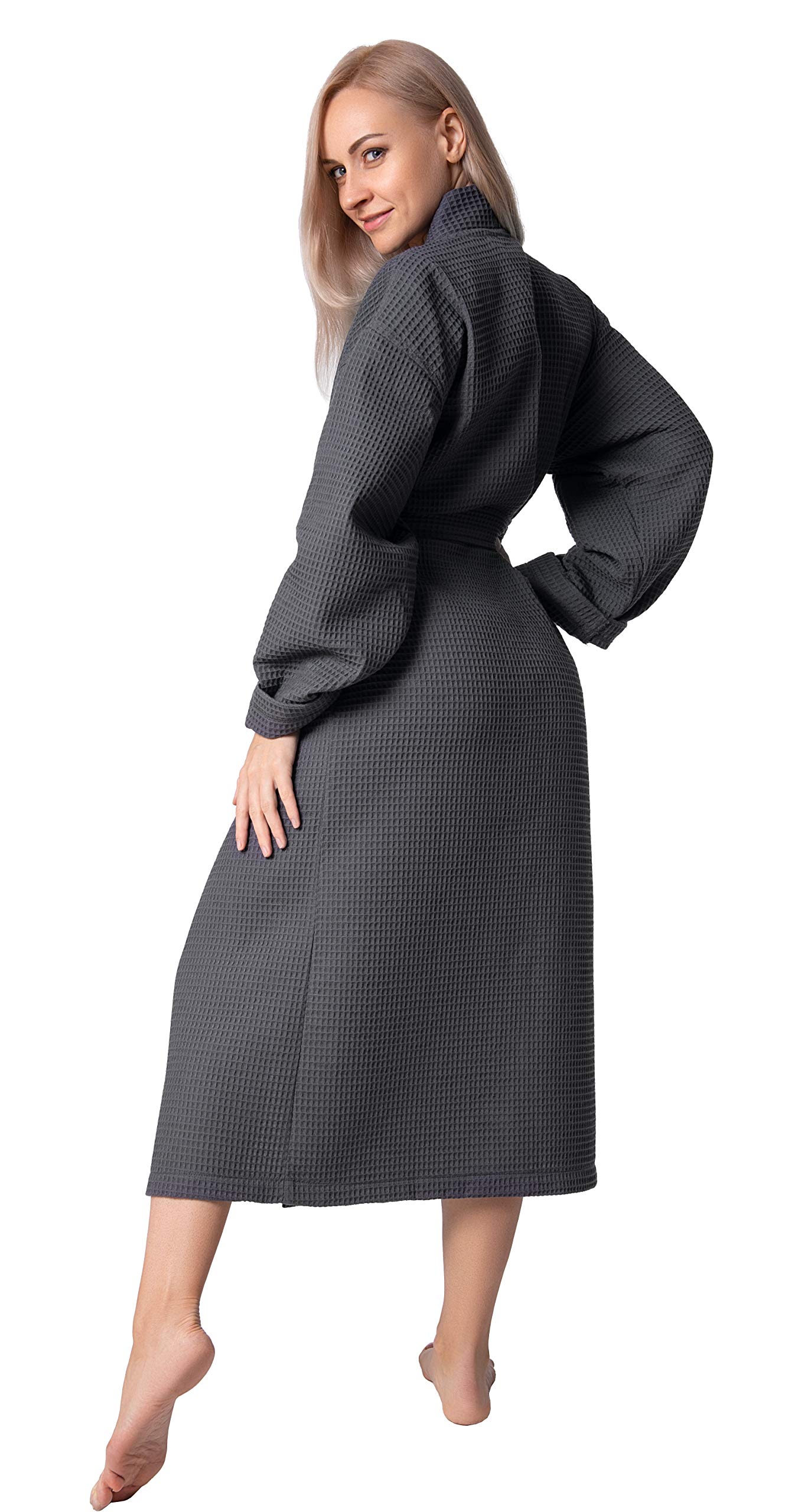 Bagno Milano Women's Waffle Robe - Soft Turkish Cotton Bathrobe for Spa, Lounge & Hotel - Lightweight Kimono Style Robe for Women