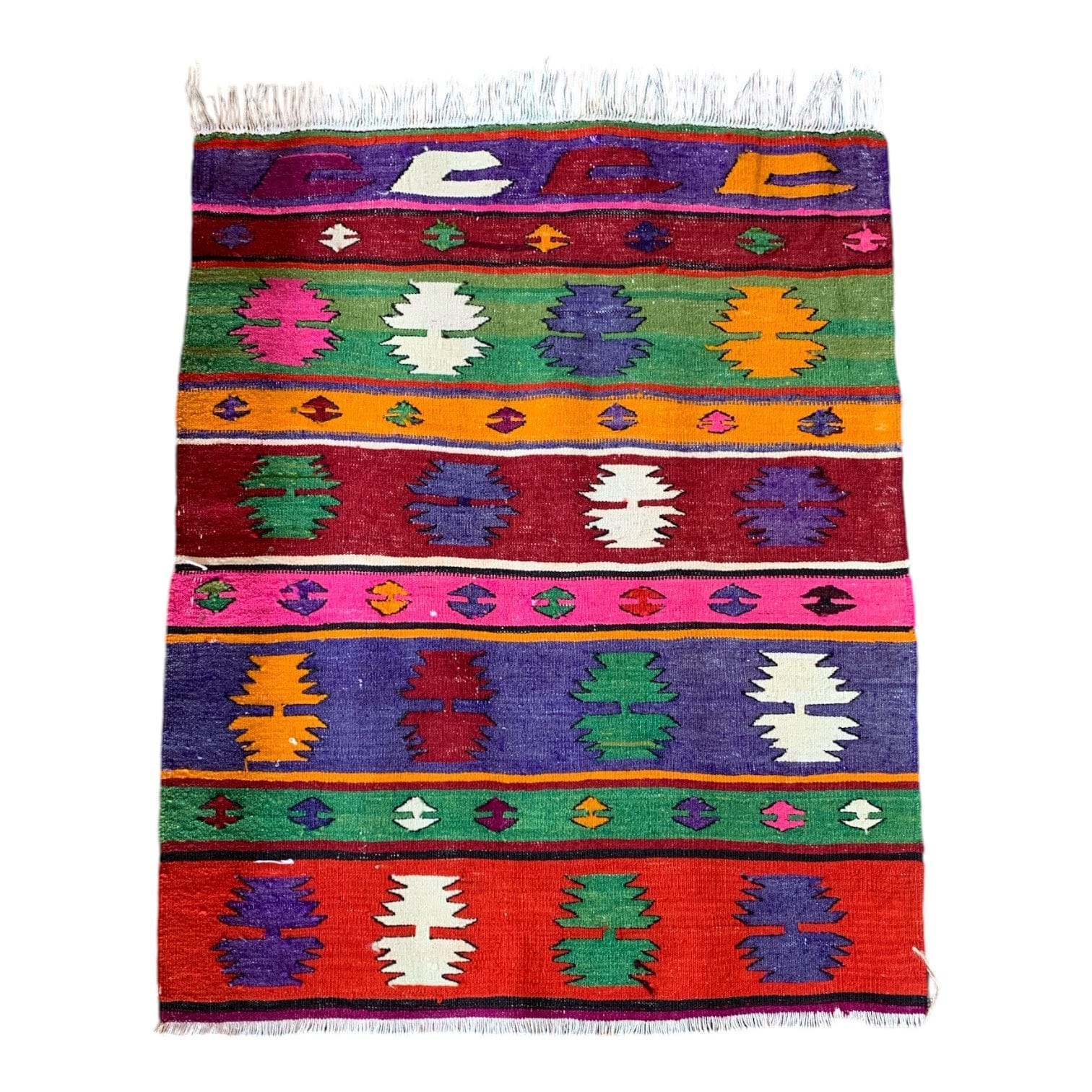 Selma Small Kilim Rug - Handwoven Vintage Style Bohemian Area Rug for Living Room, Bedroom & Entryway Decor