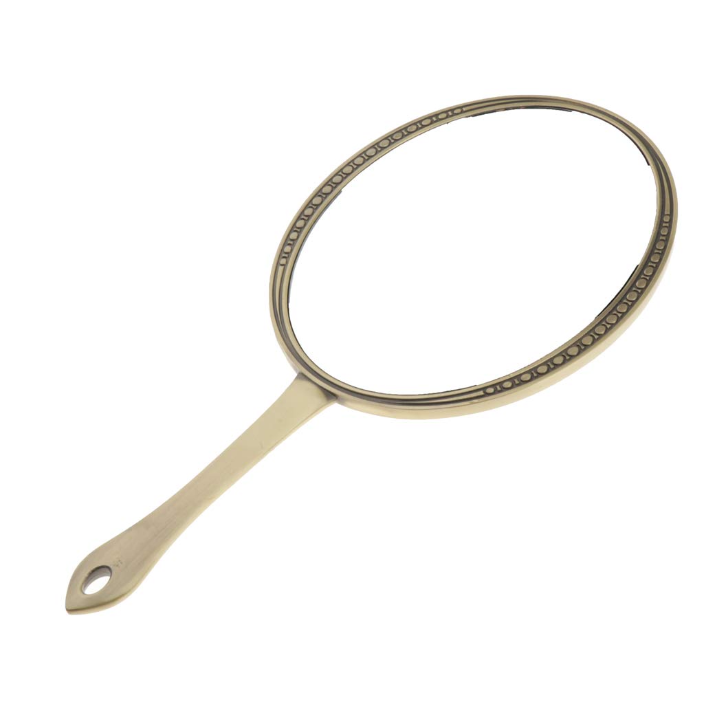 VMS INDIA 7-Inch Oval Handheld Makeup Mirror - Travel Compact Mirror with Bronze Frame for Vanity, Cosmetics & On-the-Go Touch Ups