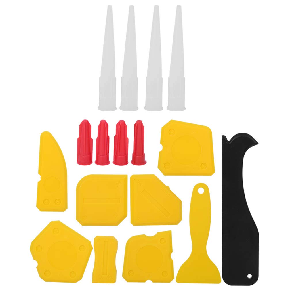 17-Piece Caulking Tool Kit with Silicone Sealant Finisher, 9 Glue Scrapers & Caulk Nozzles - Perfect for DIY Home Repairs, Bathroom Waterproofing & Tile Sealing