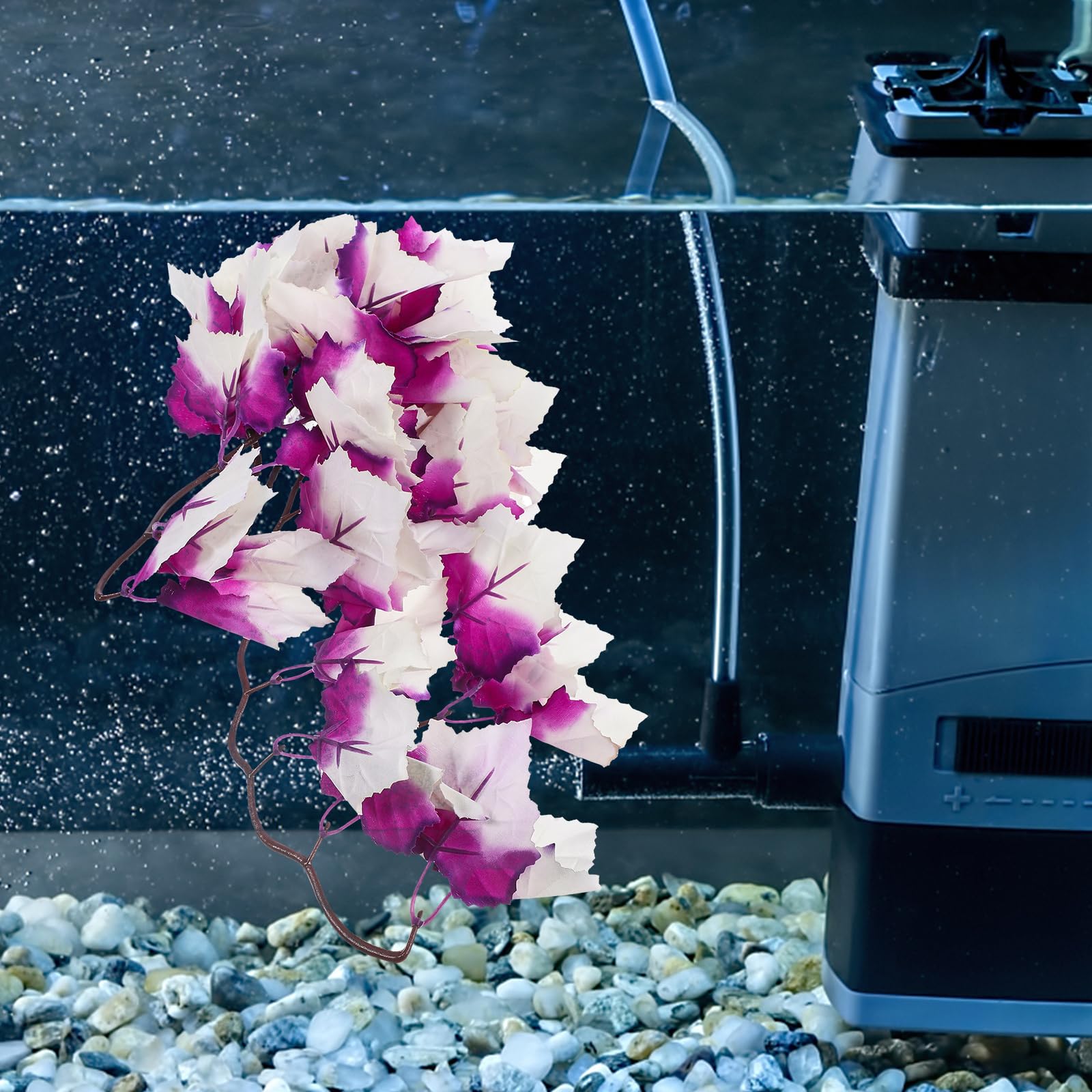 iplusmile Artificial Reptile Plants - Hanging Silk Terrarium Plants with Suction Cups, Habitat Decor for Bearded Dragons, Lizards, Geckos, Snakes & Amphibians (Purple) - Perfect for Vivarium, Terrarium & Reptile Tank Decoration