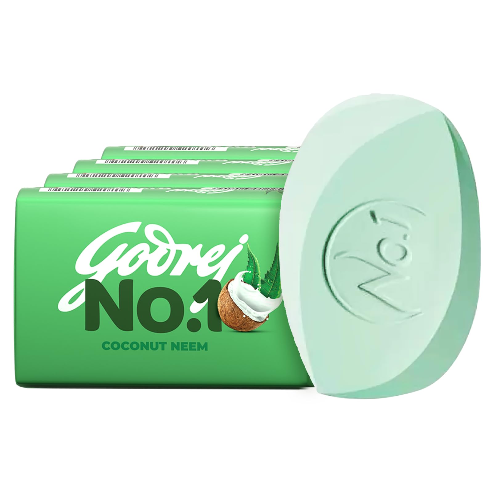 Godrej No.1 Coconut & Neem Bath Soap - 4 Pack (150g Each) | Long-Lasting Fragrance, Grade 1 Soap for Healthy Skin | Perfect for Daily Use, Travel & Gym