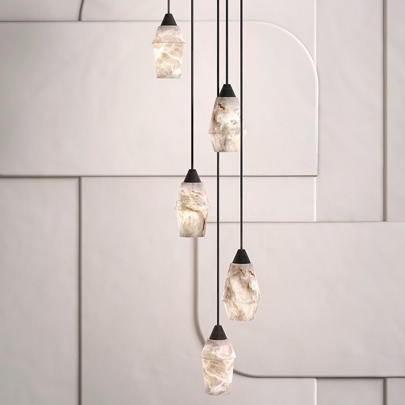 Emilia Alabaster Pendant Light Fixture - Modern Handcrafted Chandelier for Dining Room, Kitchen Island & Living Room Decor | Dimmable Hanging Light for Home & Restaurant Lighting