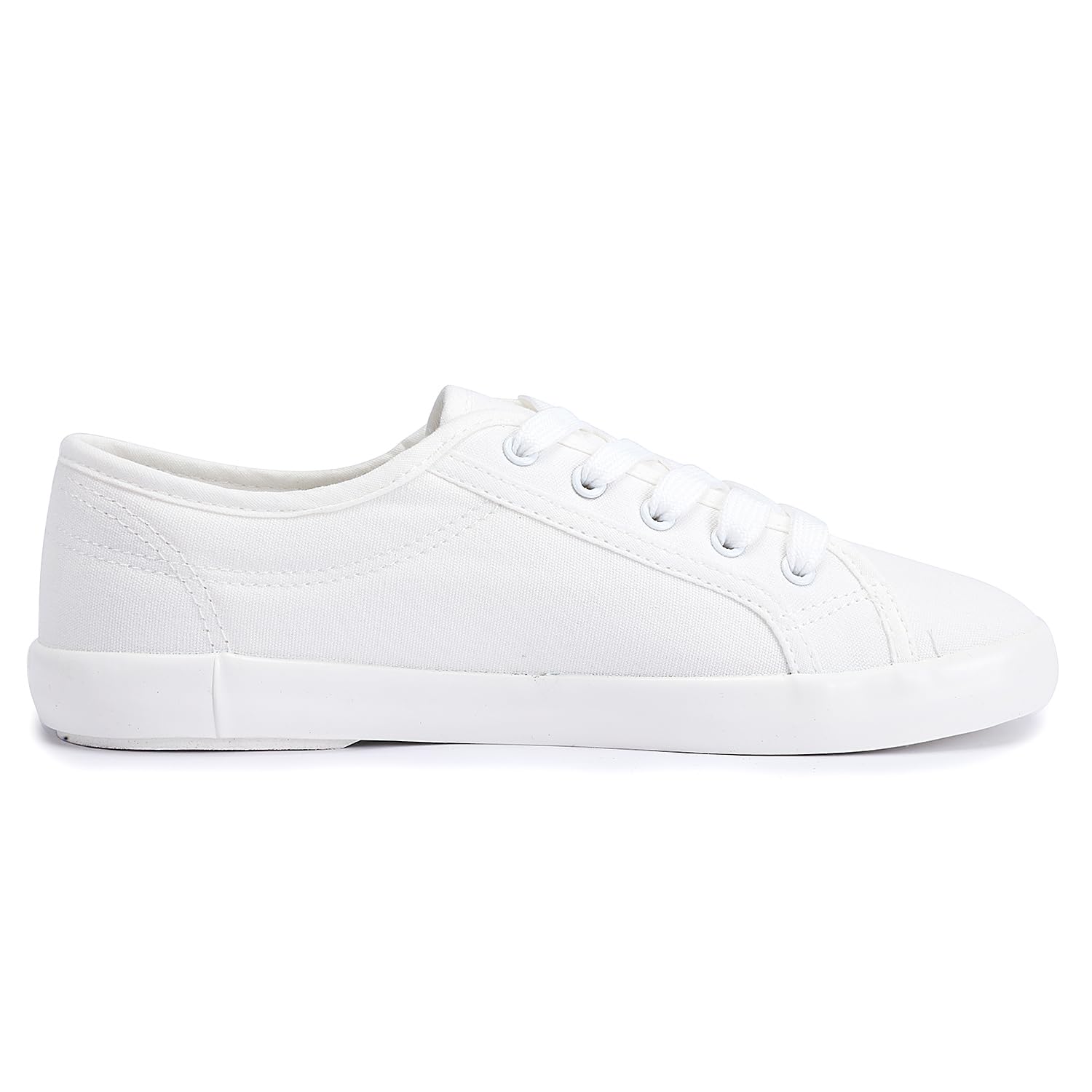Women's Low Cut Canvas Lace-Up Casual Sneakers - Classic Comfortable Tennis Shoes for Walking, Running & Everyday Wear