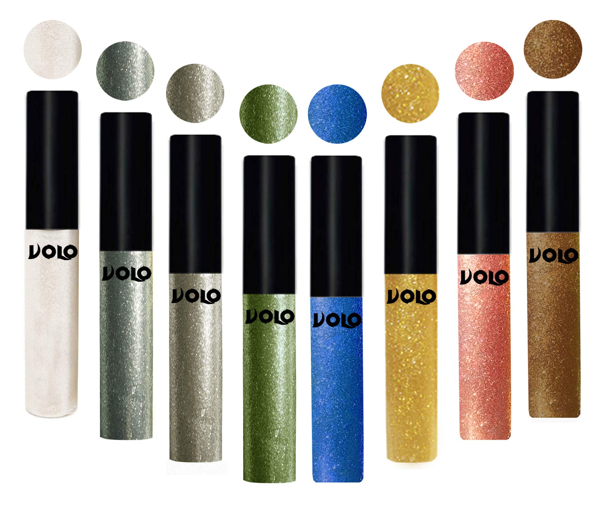 Volo Waterproof Glitter Eyeliner - Long Lasting, Smudge Proof Eye Makeup (White, Sky Blue, Rose Gold) | Perfect for Parties, Festivals, Cosplay & Special Occasions