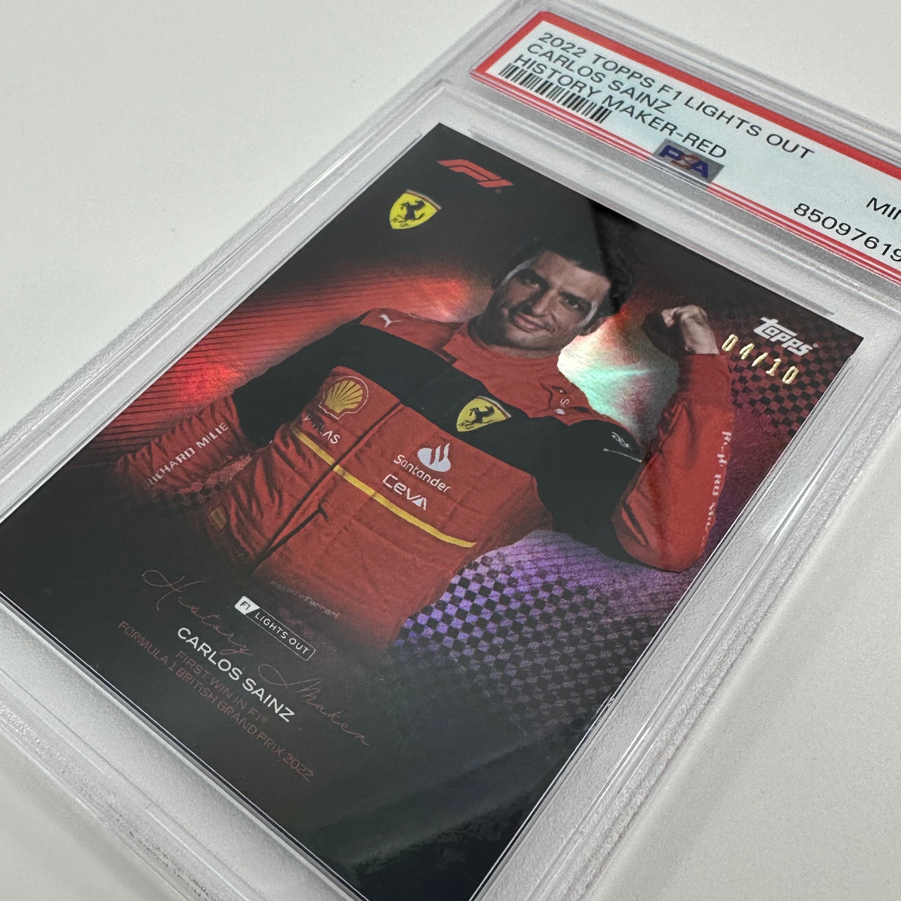 PSA 9 Graded 2004/10 Carlos Sainz History Maker Red F1 Racing Card - Perfect for F1 Collectors, Sports Memorabilia Displays & Investment Collections