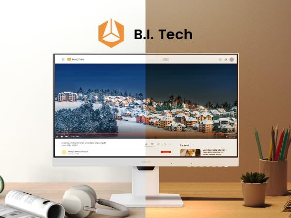 BenQ GW2485TC 24 Inch 1080p IPS Office Monitor with Eye Care Tech, Adaptive Brightness, Height & Tilt Adjustment - Built-in Speakers, Noise Cancelling Mic, Daisy Chain - DisplayPort, HDMI, USB-C - Perfect for Home Office, Coding, and Video Conferencing