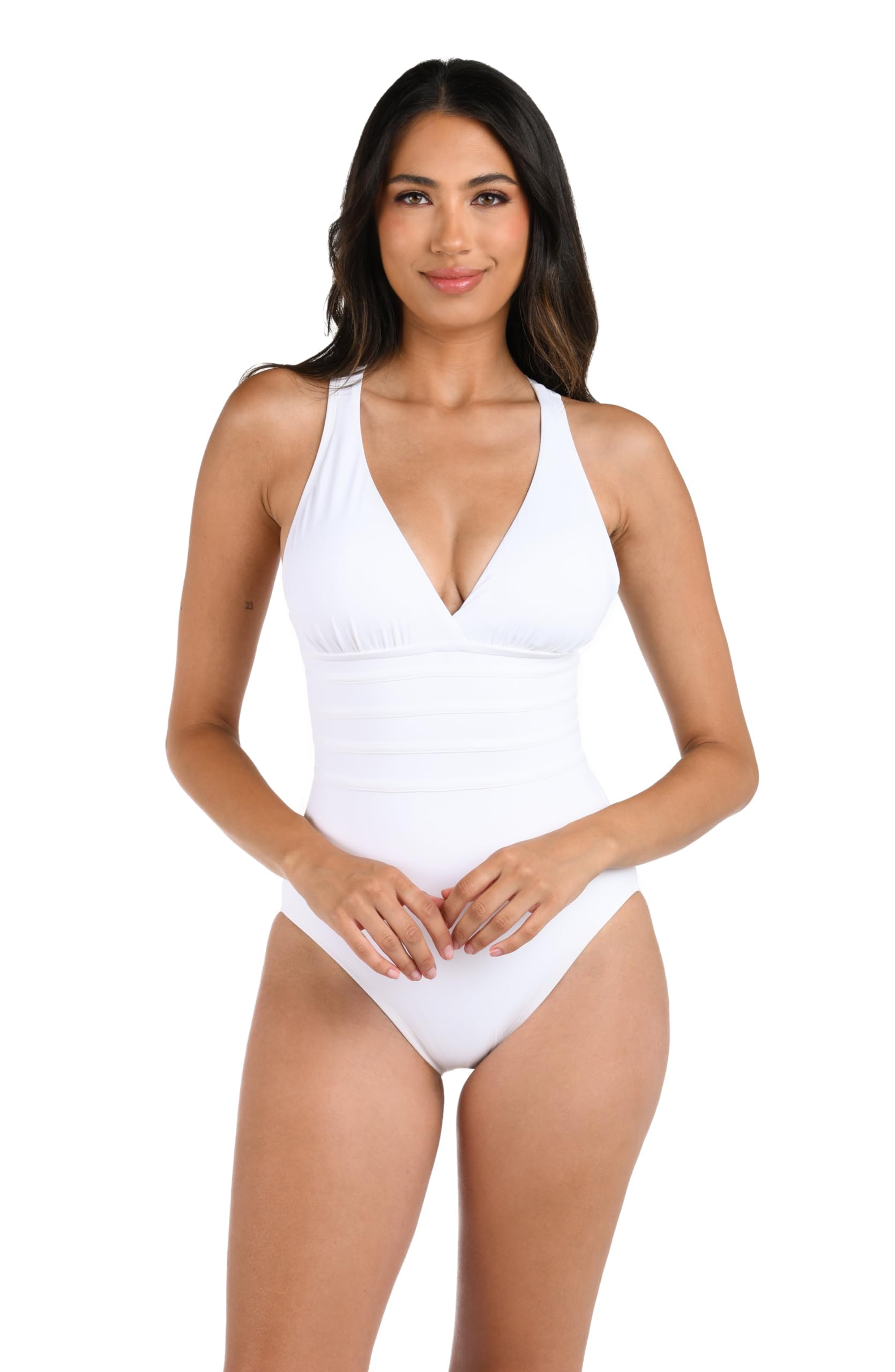 La Blanca Women's One Piece Swimsuit - Multi Strap Cross Back Tummy Control Bathing Suit for Beach & Pool - Island Goddess Design for Summer Vacations