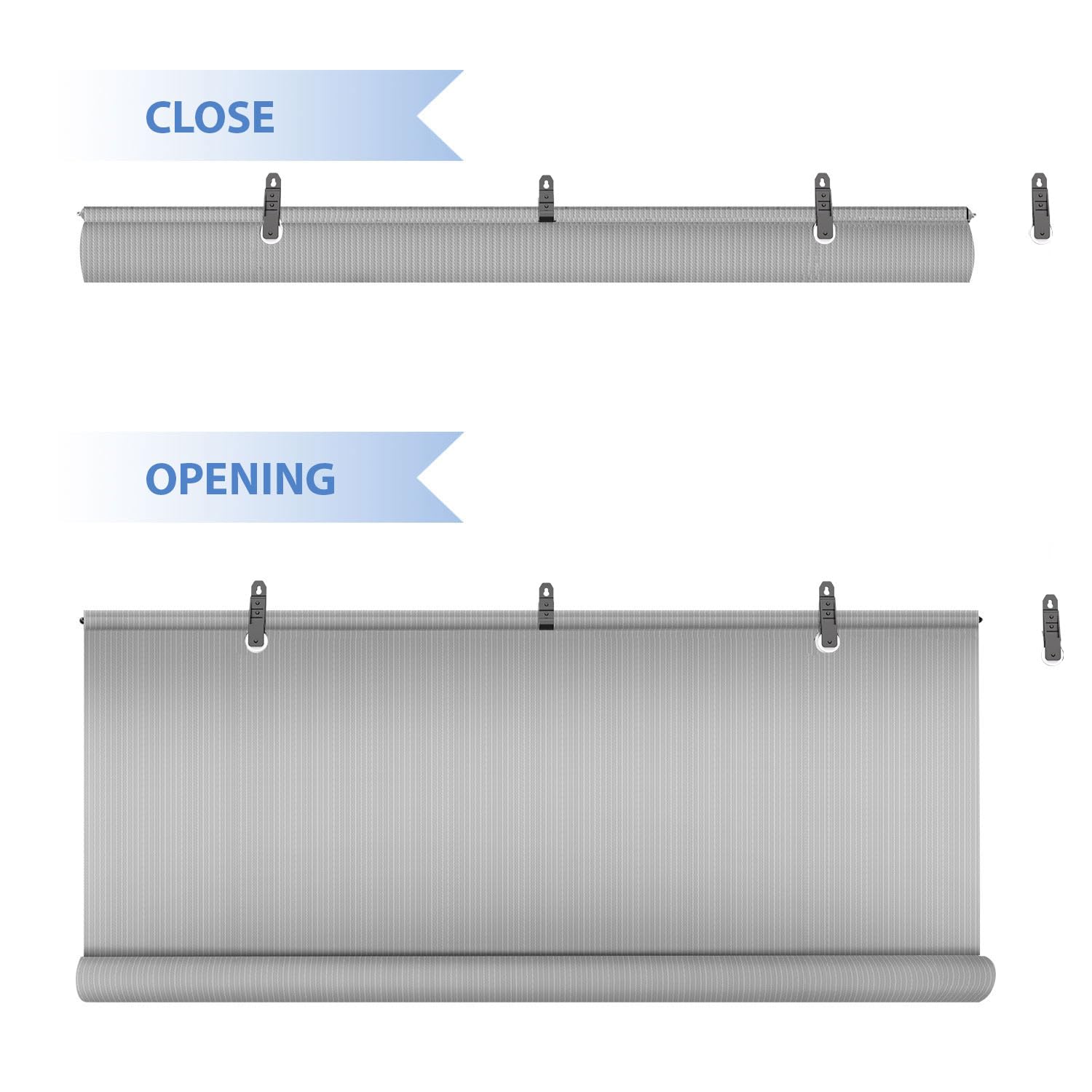 E&K Sunrise 8' Wide x 6' High Outdoor Roller Shade - UV Blocking Sun Shade for Patio, Porch, Backyard, Gazebo, Deck & Pergola (Gray) | Perfect for Sun Protection and Privacy in Outdoor Living Spaces