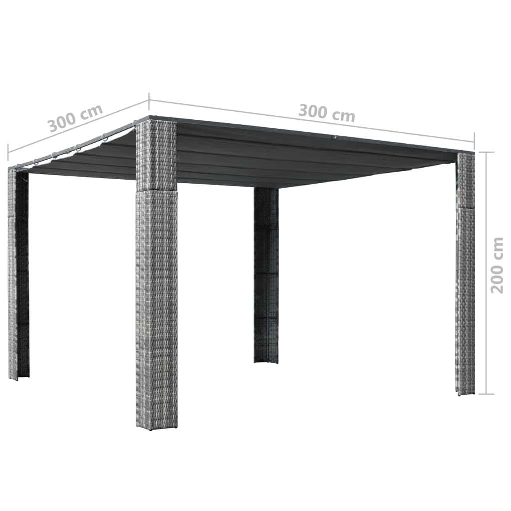 Outdoor Gazebo with Sliding Roof - Powder-Coated Steel Frame & PE Rattan Canopy - 118.1