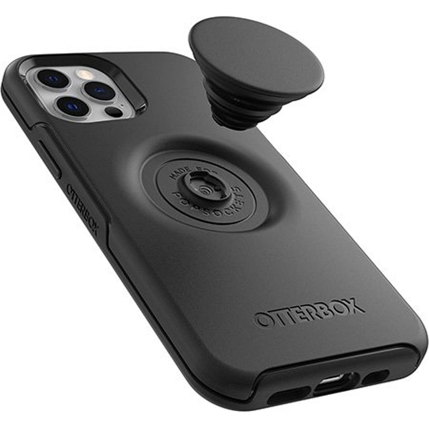 OtterBox Symmetry Series Case with PopGrip for iPhone 12 & iPhone 12 Pro - Black | Shockproof Protective Phone Cover | Perfect for Everyday Use, Travel & Outdoor Activities