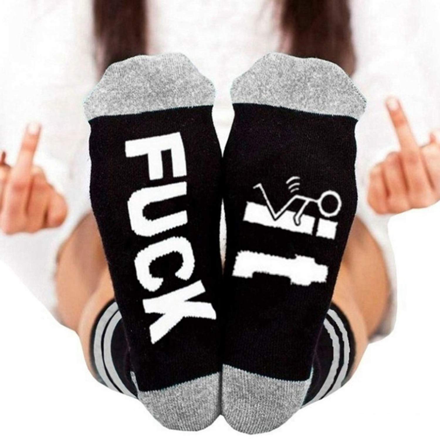 TSWRK 3 Pairs Funny Sarcastic Crew Socks with Embroidery - Ribbed Knit Cotton Socks for Men & Women - Perfect for Gifts, Casual Wear, and Expressing Attitude