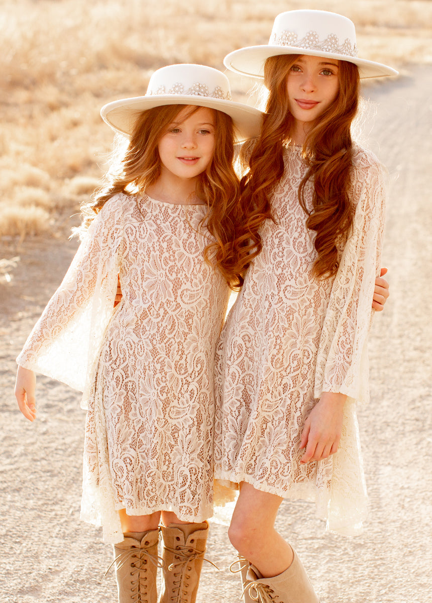 Elegant Cream Gael Dress for Women | Flowy Midi Dress with V-Neck & Floral Embroidery | Perfect for Weddings, Parties & Date Nights
