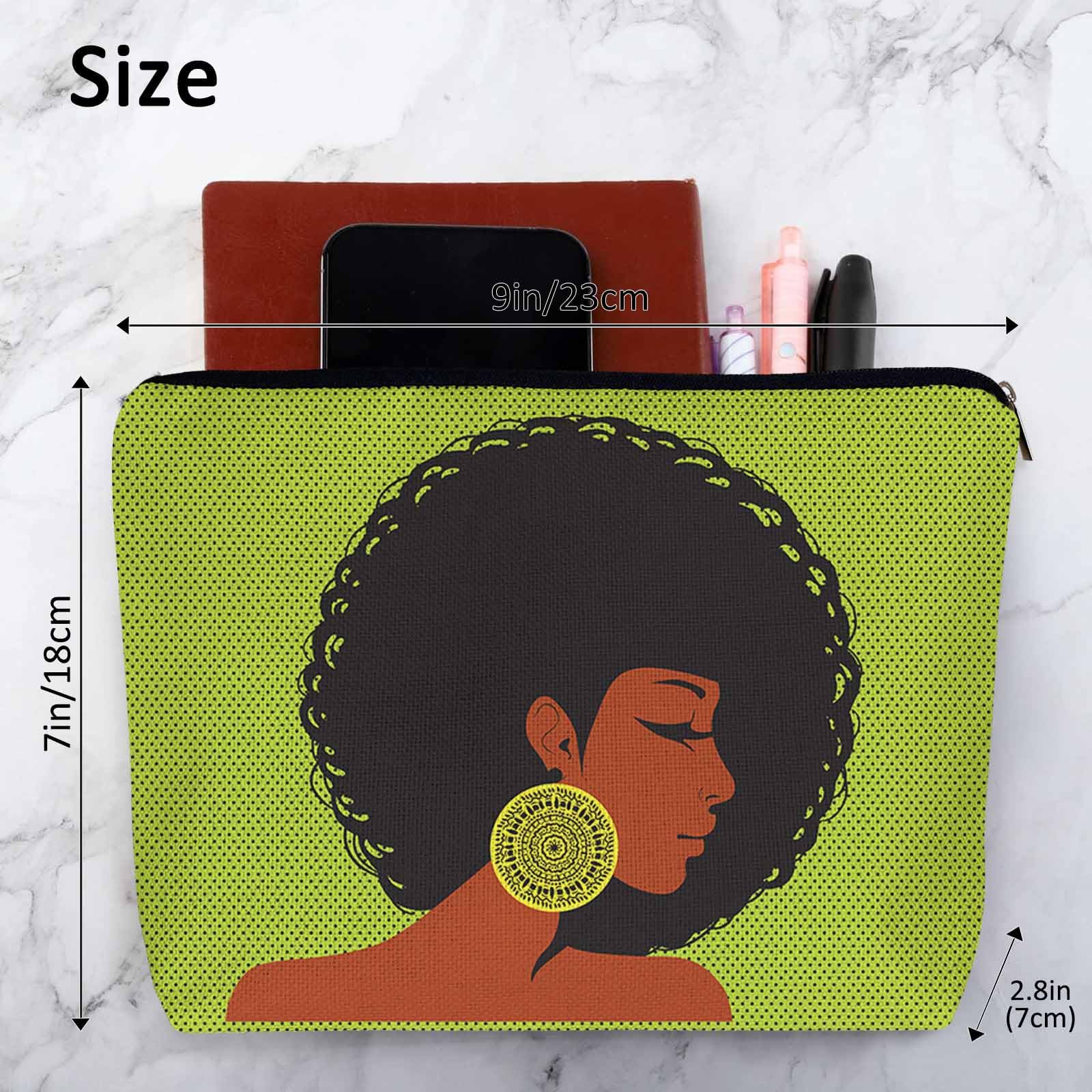 African American Women's Makeup Bag - Stylish Cosmetic Pouch with Zipper, Travel Toiletry Organizer for Gym, Bathroom & Daily Use - Perfect for Black Women's Beauty Essentials