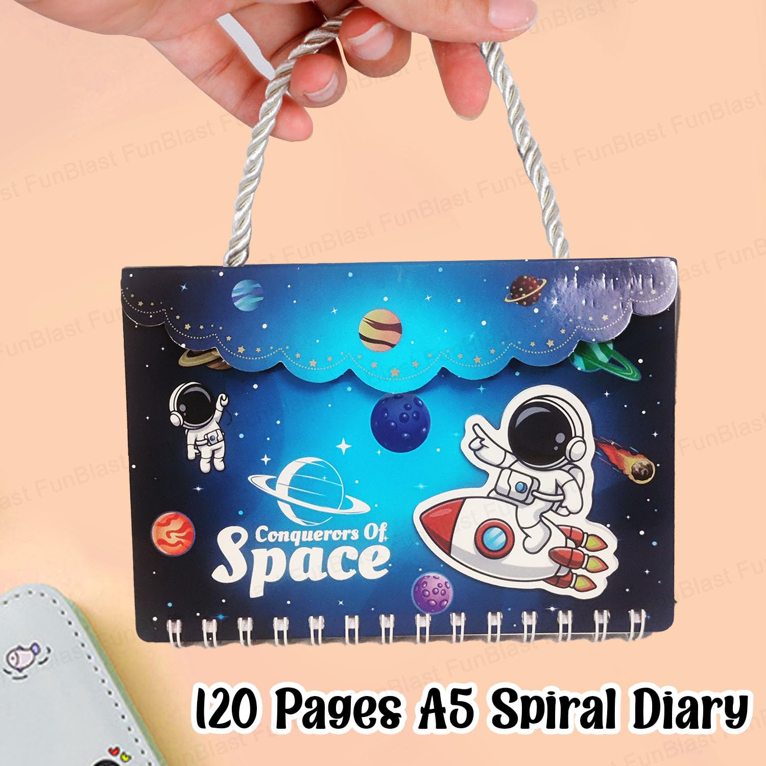 FunBlast Spiral Notebook Ruled - A5 Spiral Bound Diary for Girls & Kids, 120 Pages | Cute Space Themed Notebook for School, Journaling & Gift Giving | Perfect Return Gifts, Birthday Presents & Stationery Supplies
