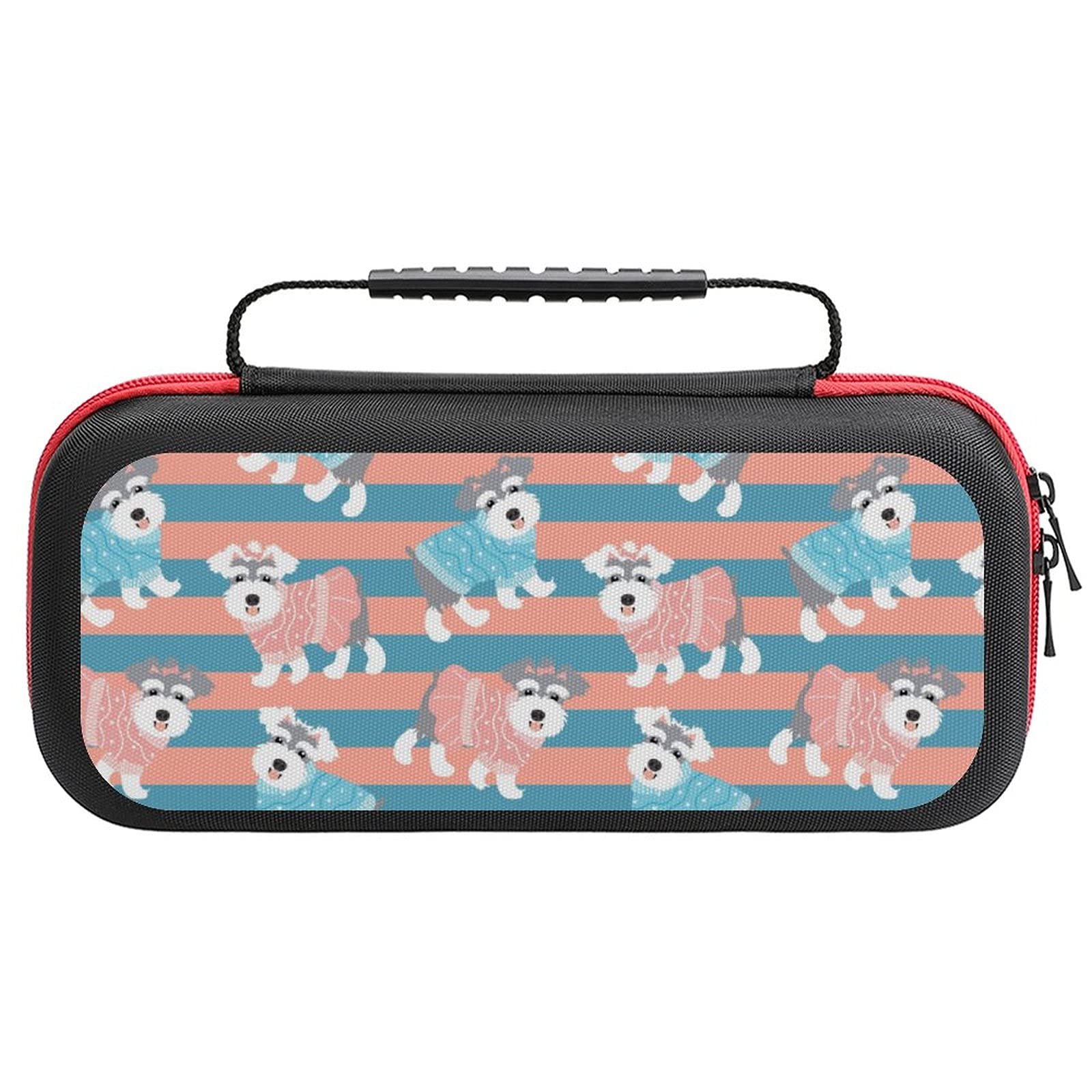 Portable Travel Carrying Case for Nintendo Switch Lite & Accessories - Cute Schnauzer Sweater Print Design - Perfect for Gaming On-The-Go, Commuting & Travel Protection