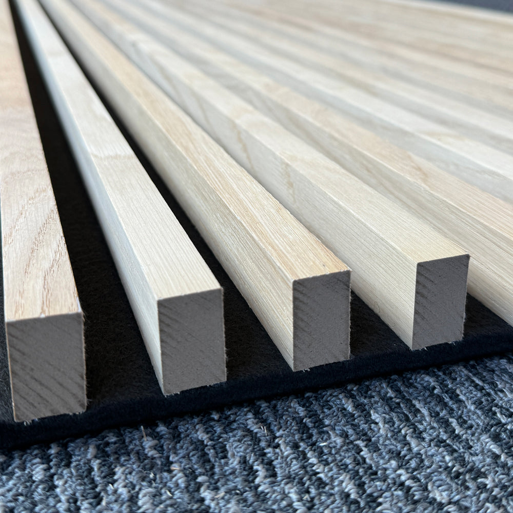WOODFLEX Flexible Acoustic Battened Wood Slat Panel - 3-Sided Full Wrap Oak Veneer - 2700mm x 600mm - Soundproof Wall Paneling for Home Theater, Office & Studio