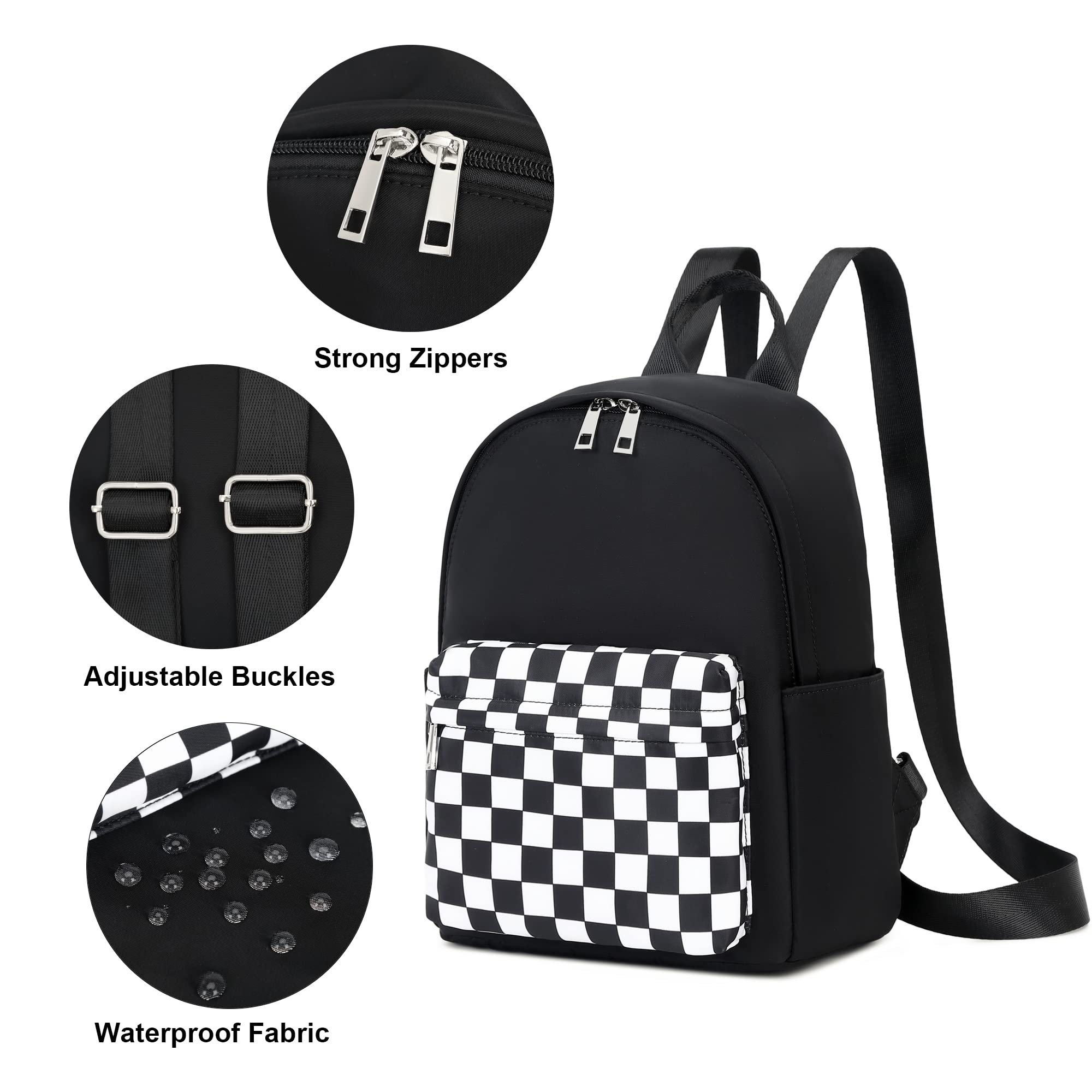 Checkered Mini Backpack for Women & Girls - Small Cute Backpack Purse for School, Travel, Work & Daily Use | Lightweight & Stylish Crossbody Bag for Teens, Adults & Kids