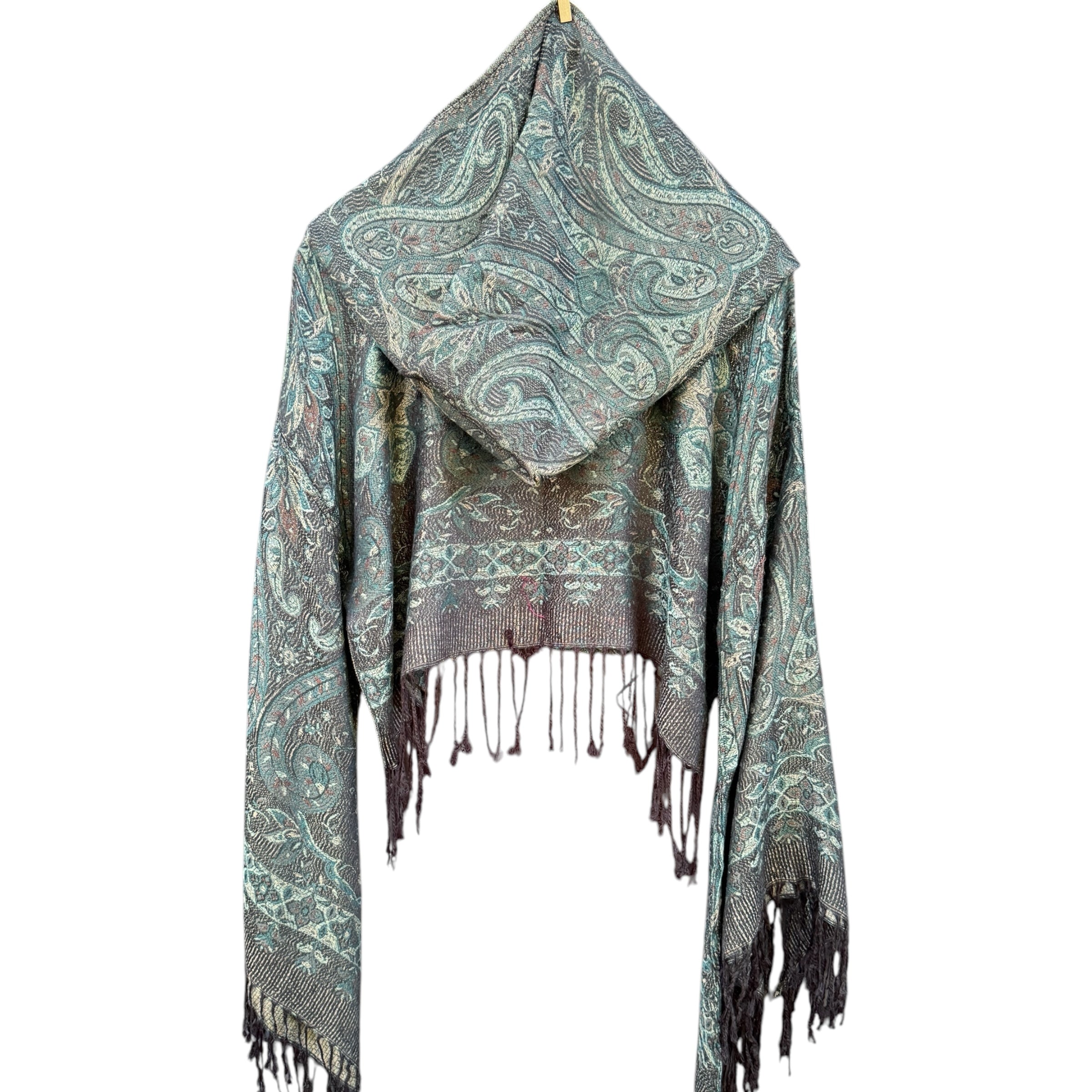 Butterfly Bell Pashmina Top - Dark Sea Paisley Print Women's Fashion Blouse | Perfect for Boho Chic Outfits, Beach Cover-ups & Summer Layering