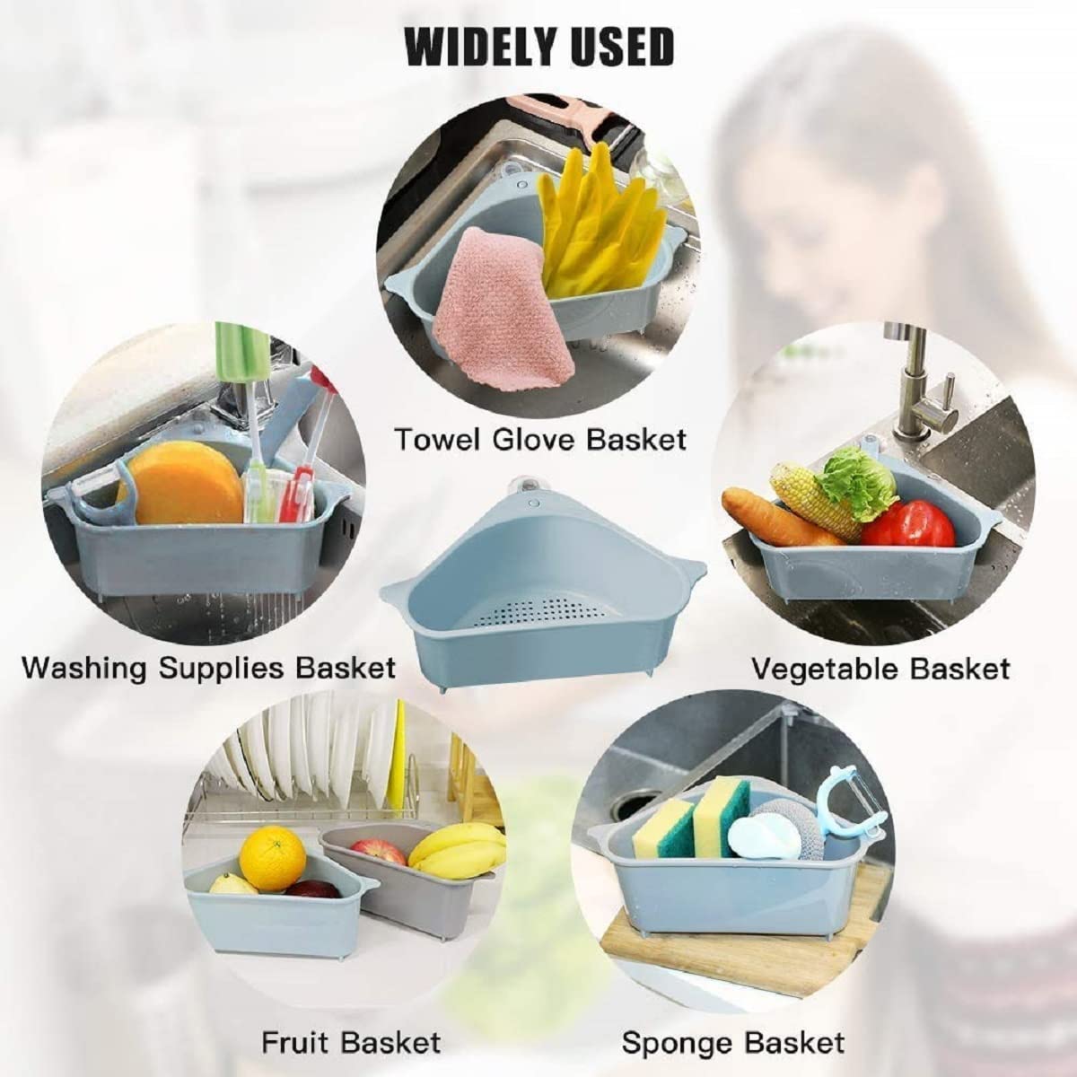 KKR Enterprise® Plastic Triangle Drain Shelf with Suction Cups - Multicolor Kitchen Sink Organizer for Sponge, Soap & Dish Brush | Space-Saving Bathroom & Kitchen Storage Solution