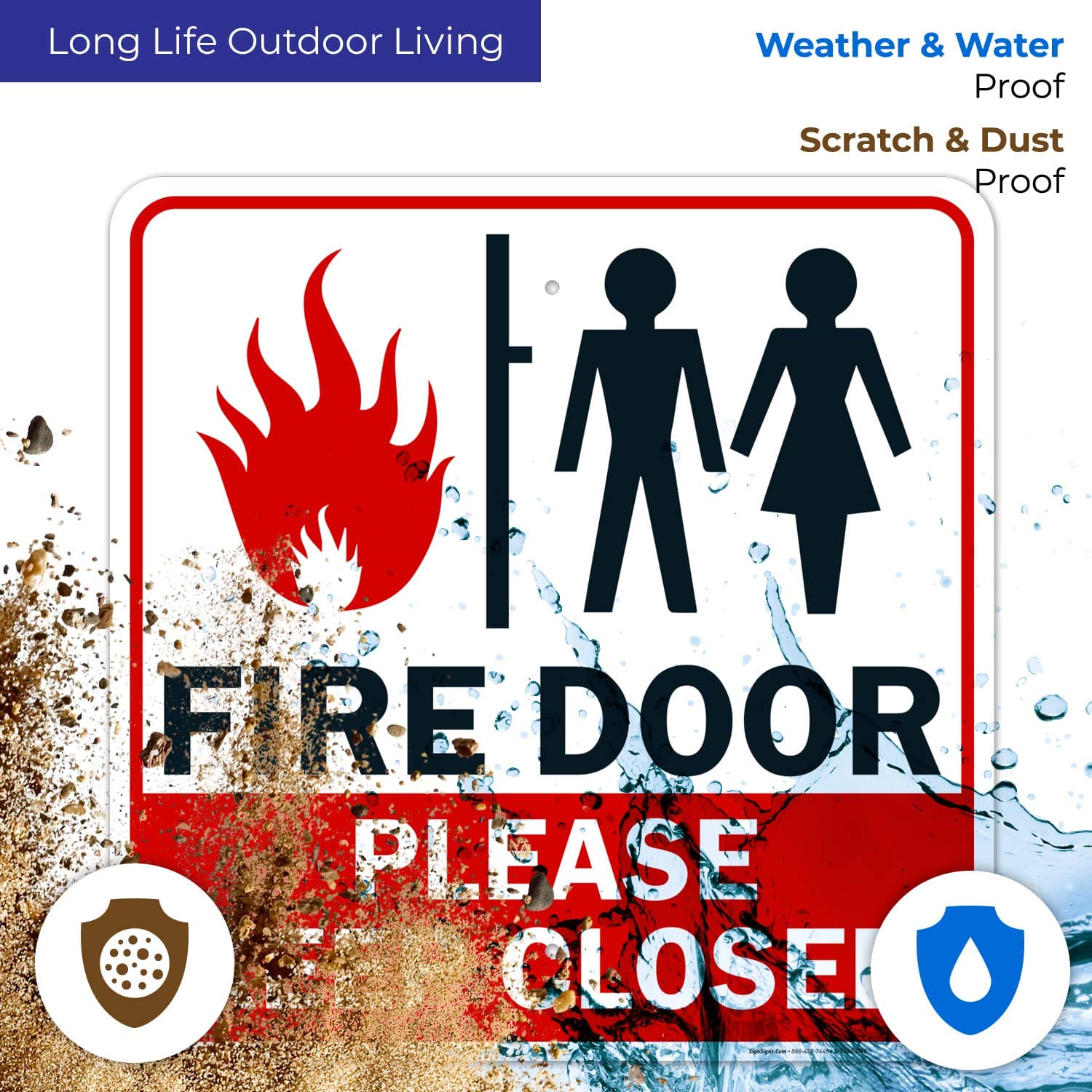Fire Door Sign - 'Please Keep Closed' - 24x24 Inches Rust-Free .063 Aluminum - Fade Resistant & Easy Mounting for Indoor/Outdoor Use - Made in USA - Ideal for Commercial Buildings, Warehouses & Emergency Exits
