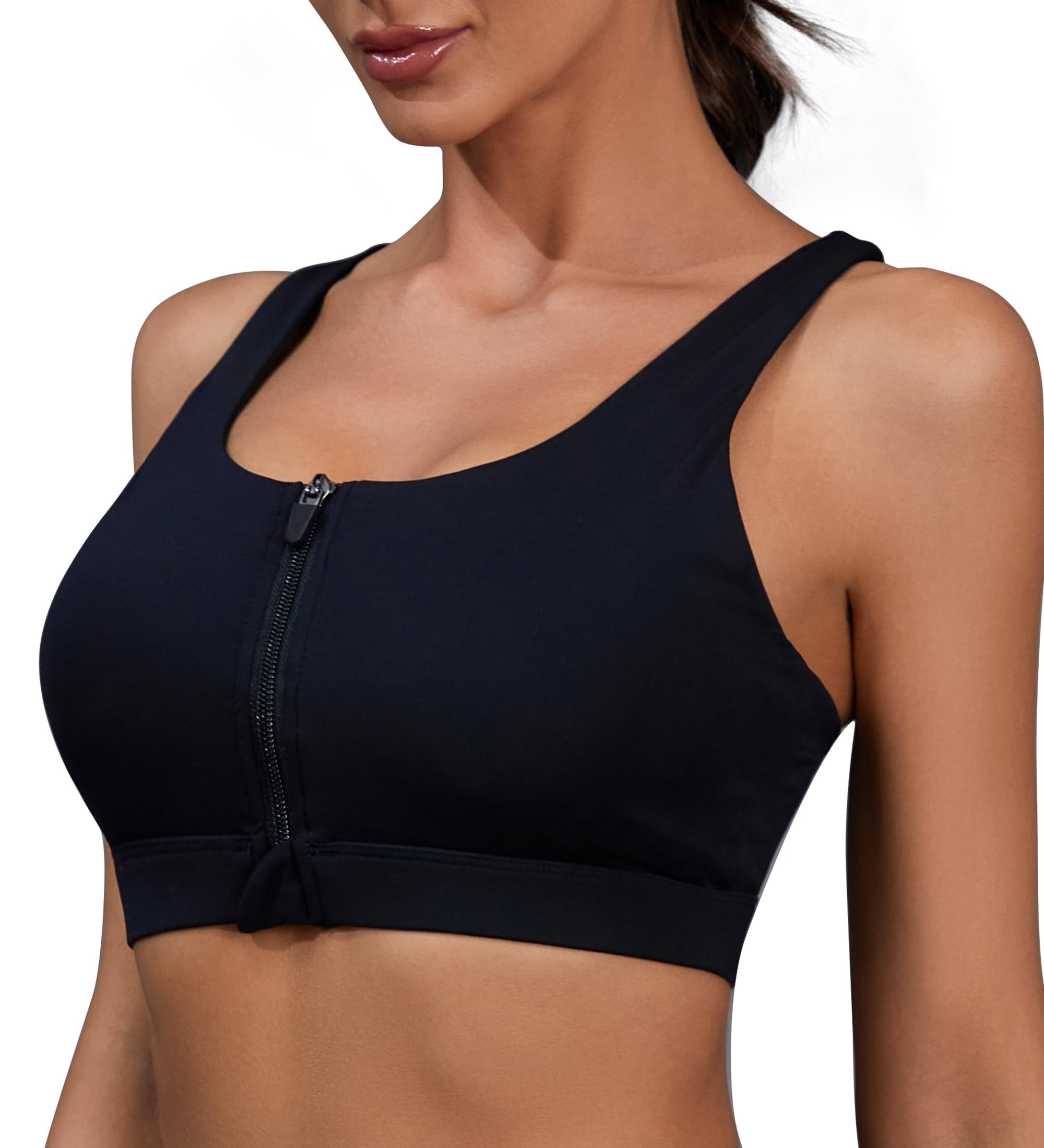 Betaven Women's High Impact Sports Bra - Front Zipper, Padded, Criss-Cross Back for Running, Yoga & Workouts | Supportive Activewear for Gym Training & Fitness