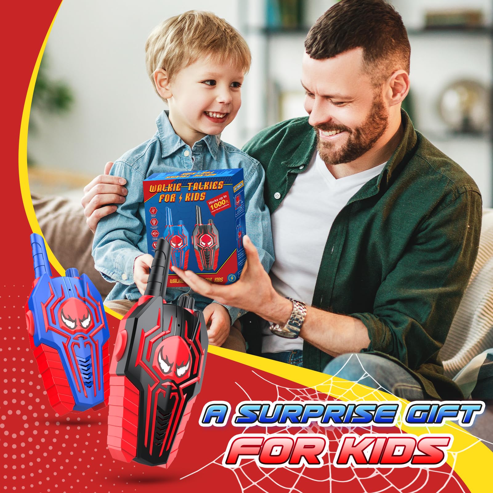Exssary Kids Walkie Talkies 2 Pack - Best Outdoor Toys for Boys & Girls Ages 3-8 | Birthday Gifts, Camping & Backyard Adventure Games for Children | Long Range Communication Device for Siblings & Friends