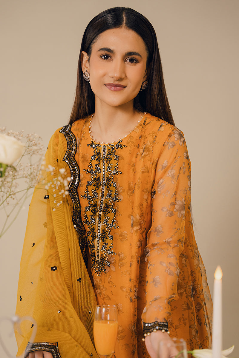 Elegant HARVEST GOLD 2PC Set (Embroidered Shirt & Dupatta) - Traditional Indian Ethnic Wear for Weddings, Festivals & Special Occasions